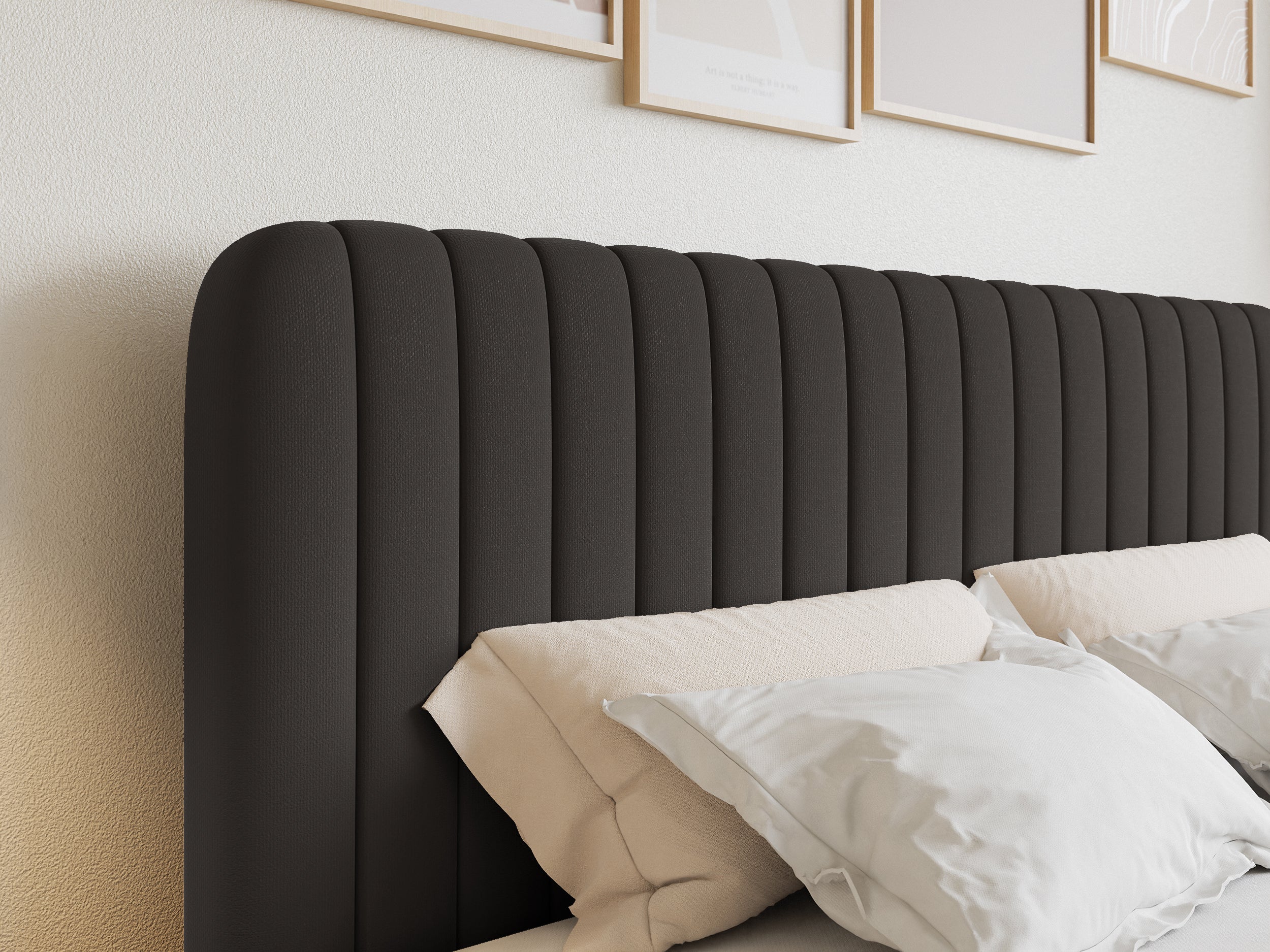 Łóżko kontynentalne 160x200 cm Saliano z pojemnikami i topperem grafitowe szenil hydrofobowy