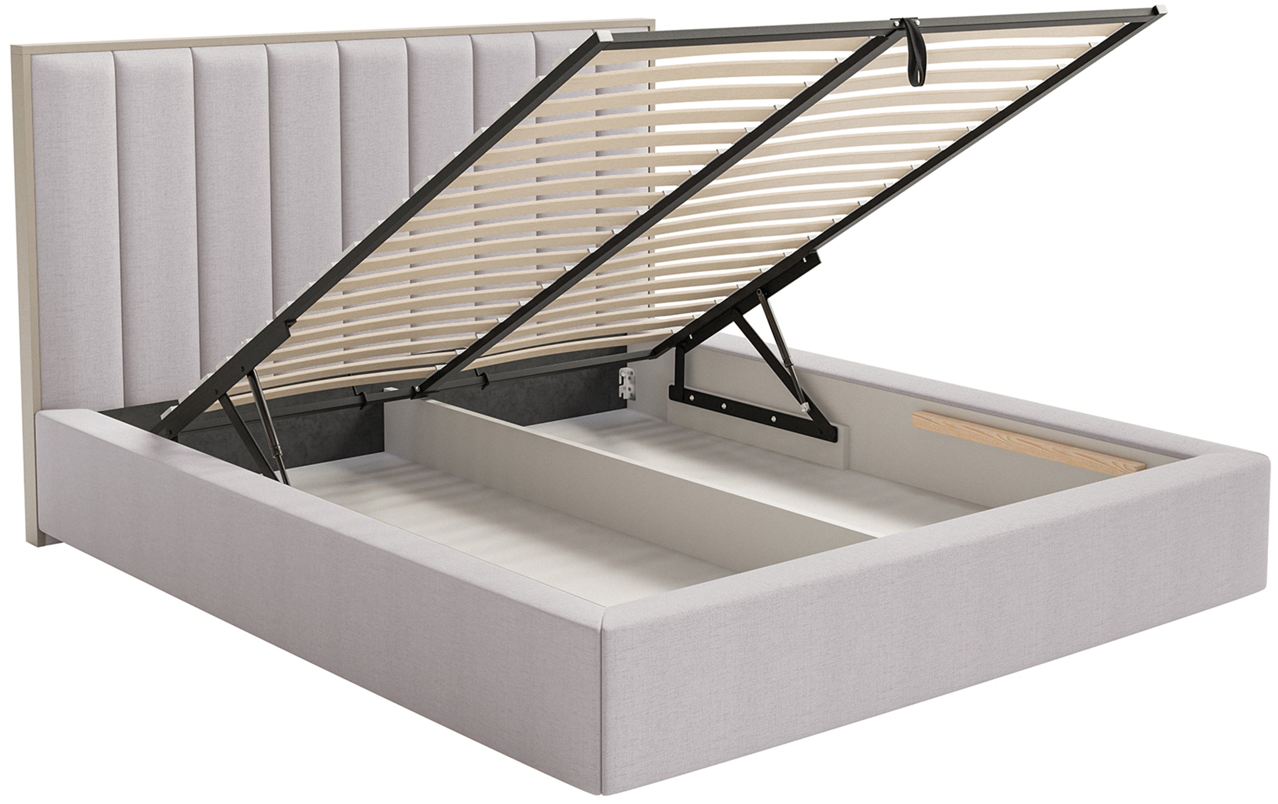 Łóżko tapicerowane 160x200 cm Togents z pojemnikiem stelaż metalowy szare szenil hydrofobowy