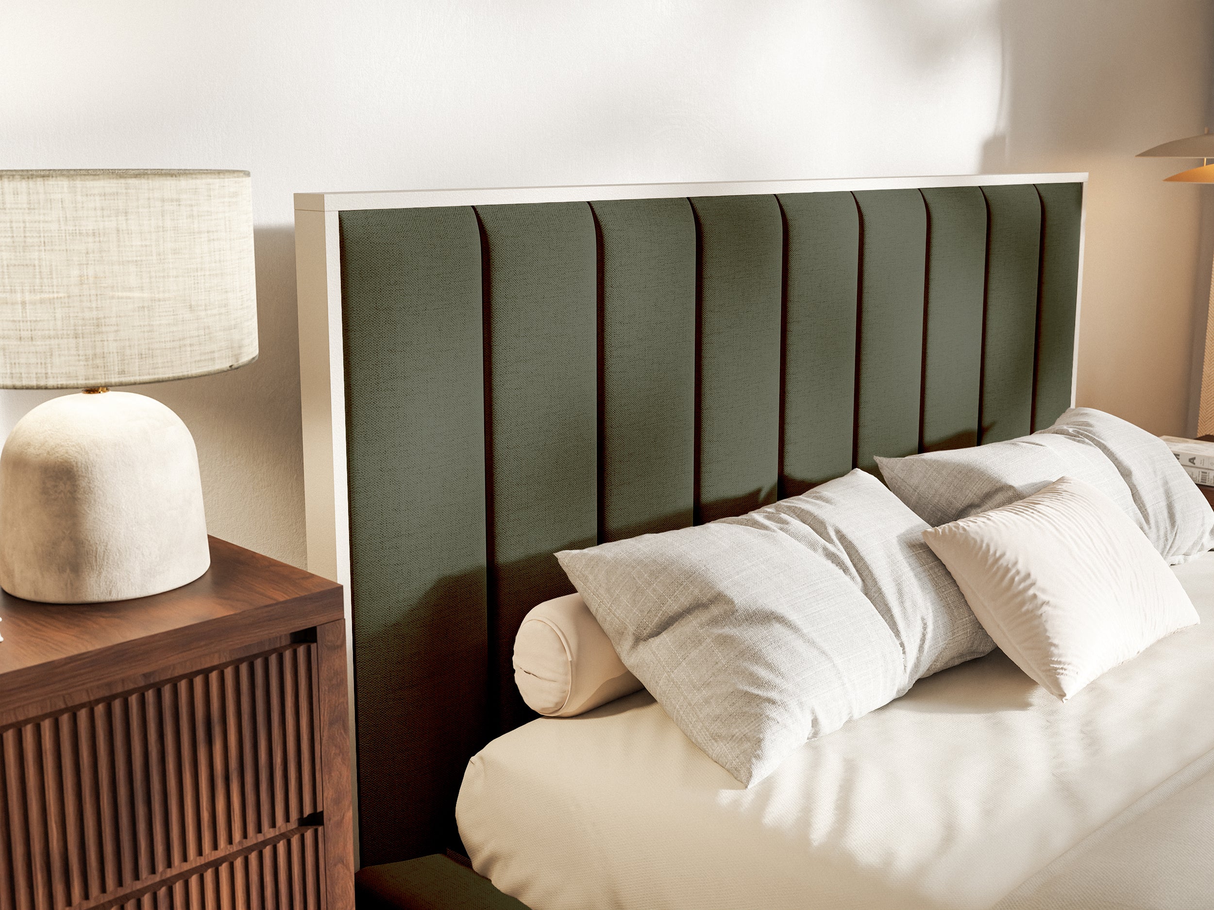 Łóżko tapicerowane 160x200 cm Togents ciemnozielone szenil hydrofobowy