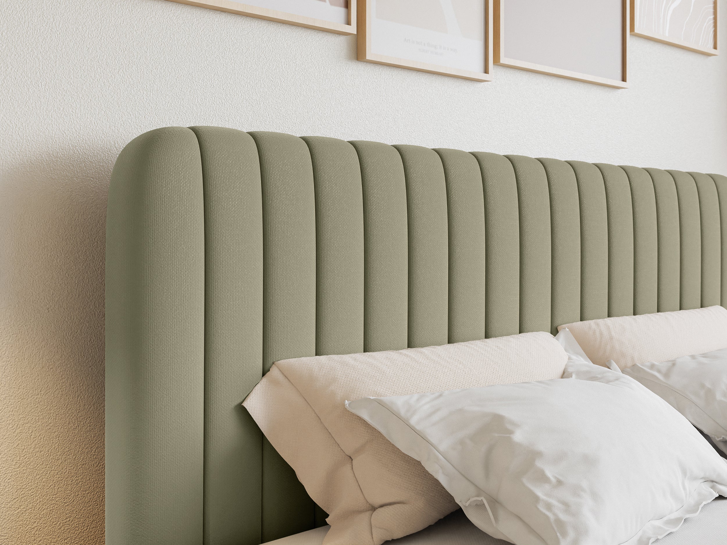 Łóżko kontynentalne 180x200 cm Saliano z pojemnikami i topperem oliwkowe szenil hydrofobowy