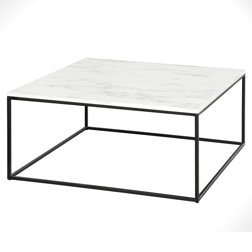 Stolik kawowy metalowy Felyndiira biały/czarny 75x75 cm
