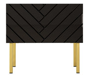 Szafka nocna Qudula 50x37 cm czarny mat / czarny połysk ze złotymi nogami jodełka
