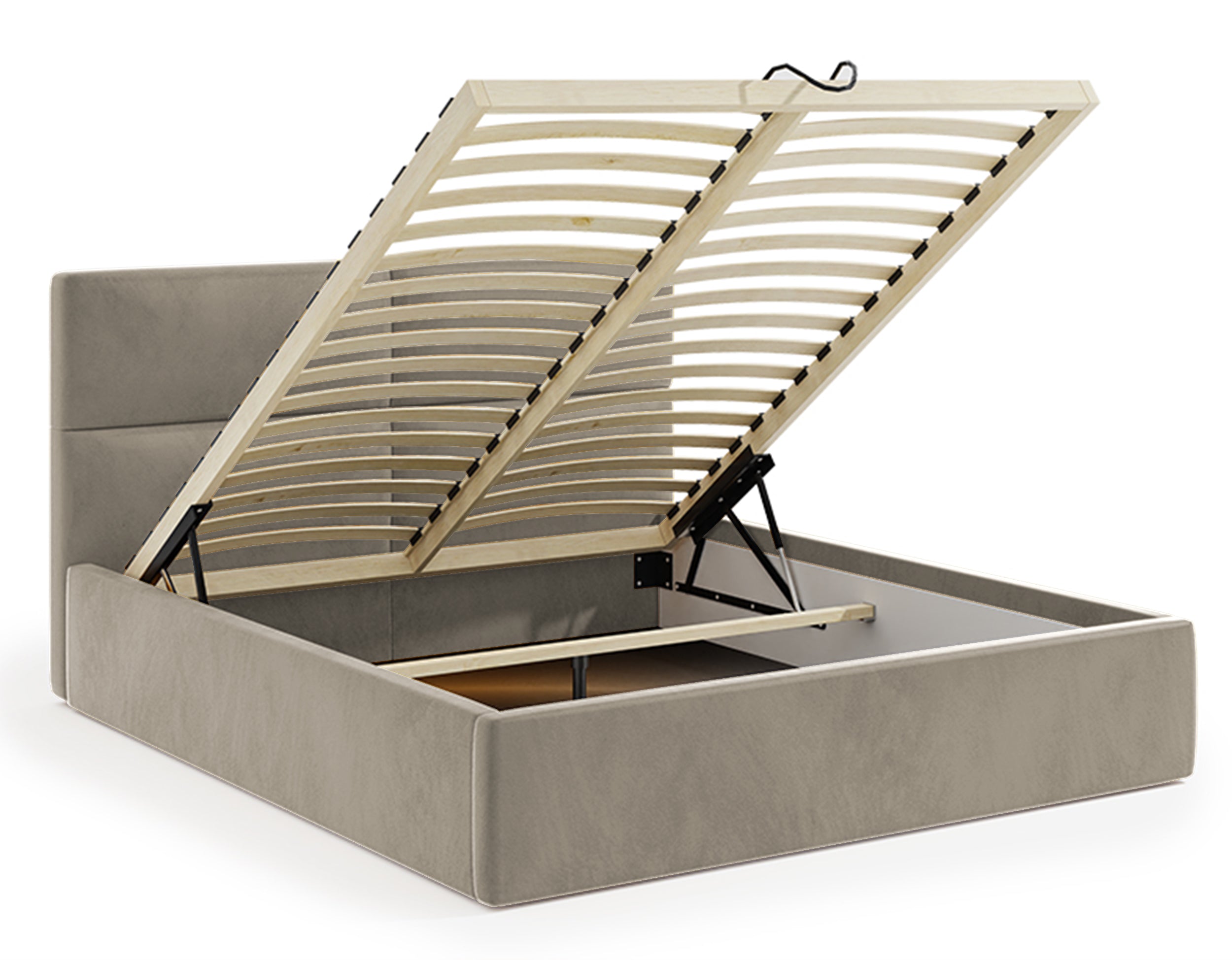 Łóżko tapicerowane Helma 140x200 cm z pojemnikiem jasnobrązowe welur