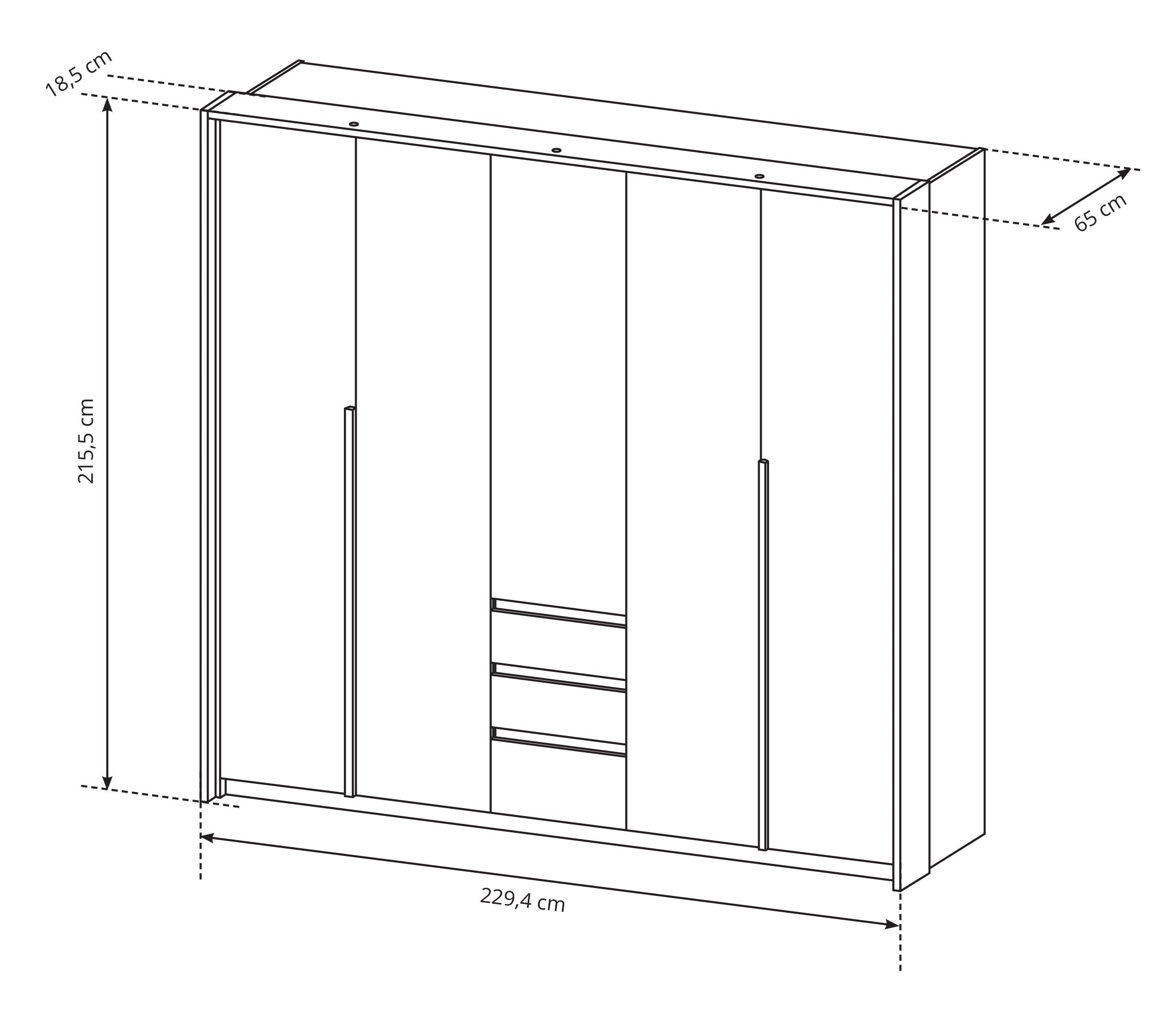 Szafa Grejs 230 cm harmonijkowa dąb craft złoty / biała