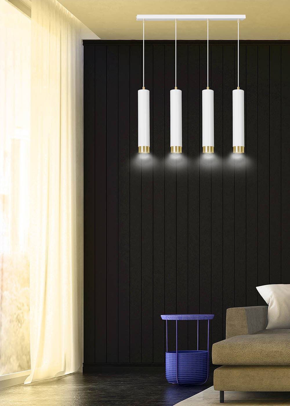 Lampa wisząca Morcone biała x4