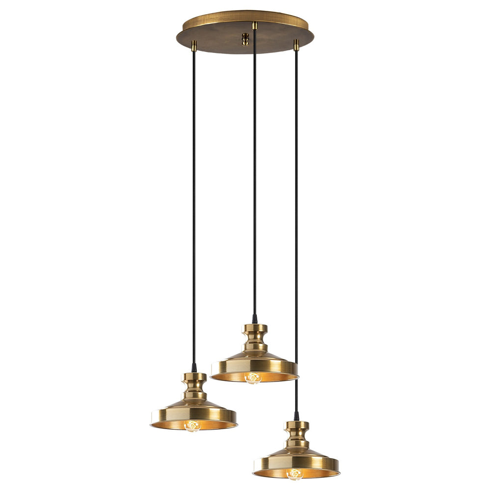Lampa wisząca Novillian x3 na okrągłej podsufitce złota