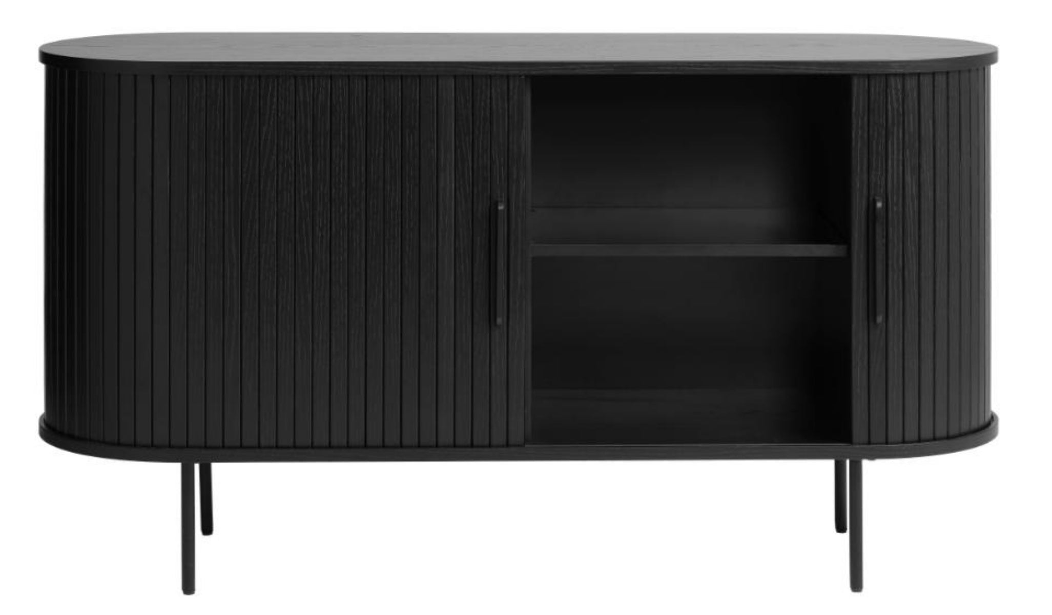 Komoda Gativel 140x76 cm lamele dąb czarny