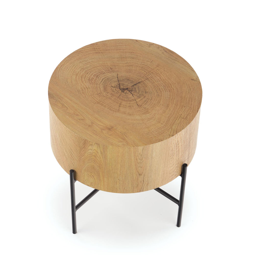 Stolik kawowy Filewdy średnica 45 cm dąb naturalny - czarny