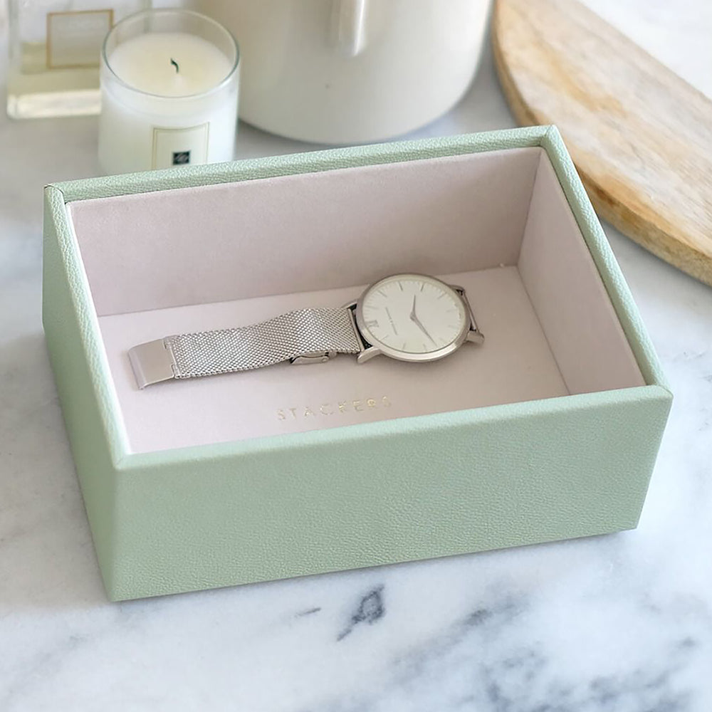 Szkatułka na biżuterię Pebble Mini Watch & Accessory Layer zieleń szałwi