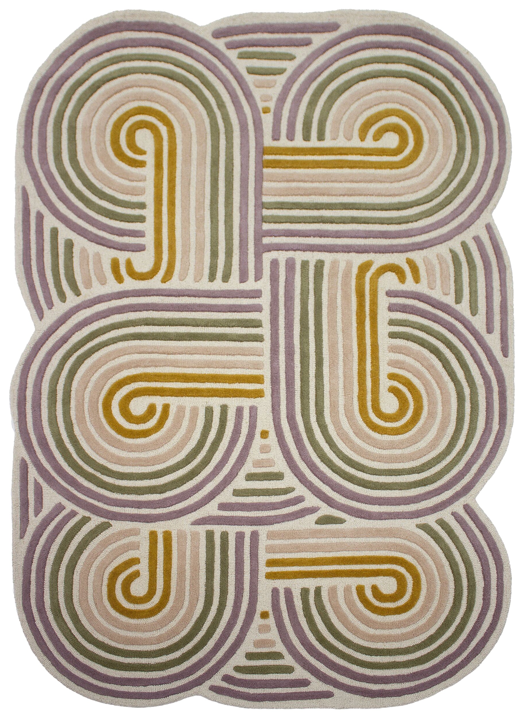 Dywan wełniany ręcznie wykonany Spiral 160x230 cm zielony