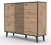 Komoda dwudrzwiowa Mahimmi 120 cm dąb artisan/czarna lamele