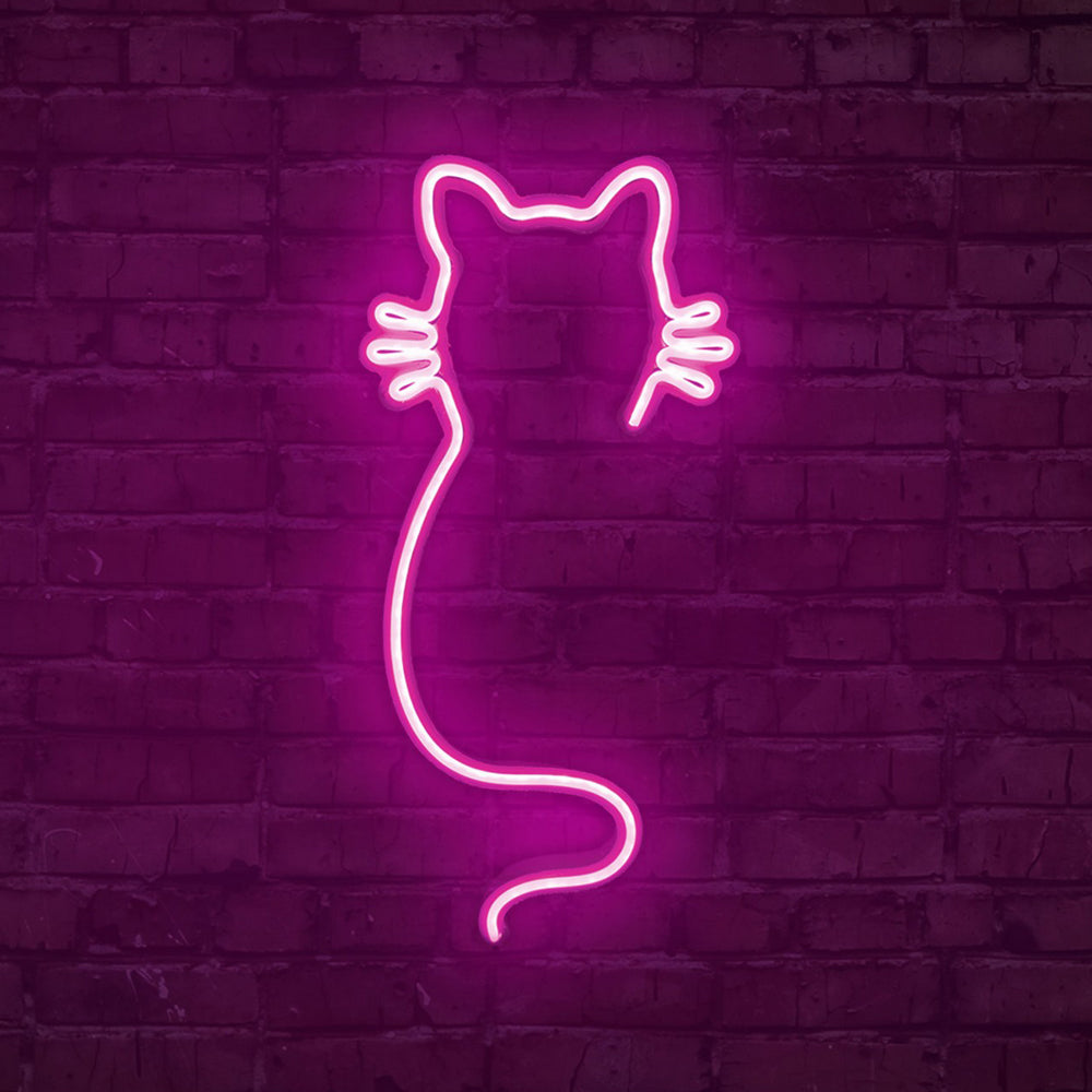 Neon na ścianę Letely w kształcie kota różowy