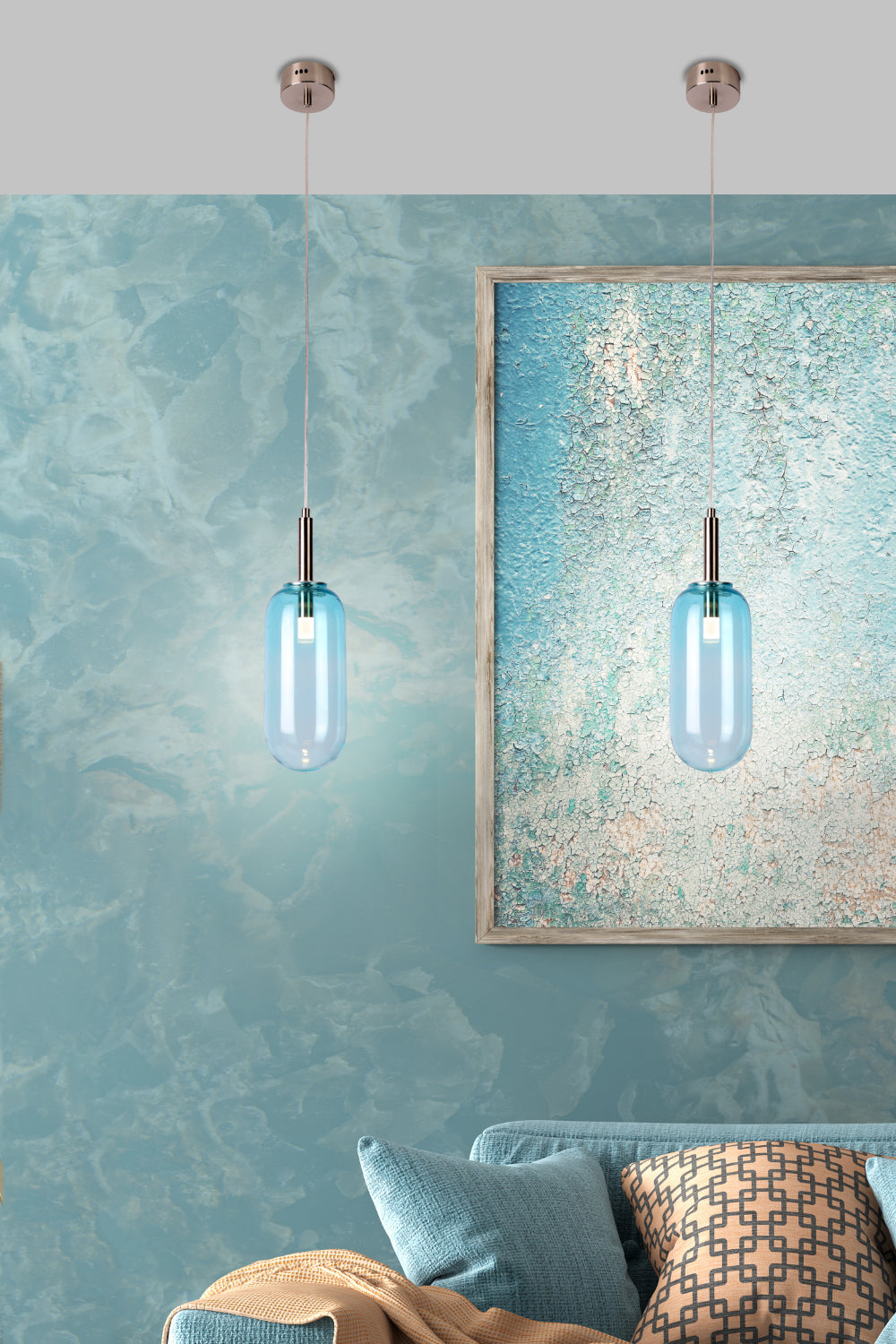 Lampa sufitowa wisząca Jupura niebieska