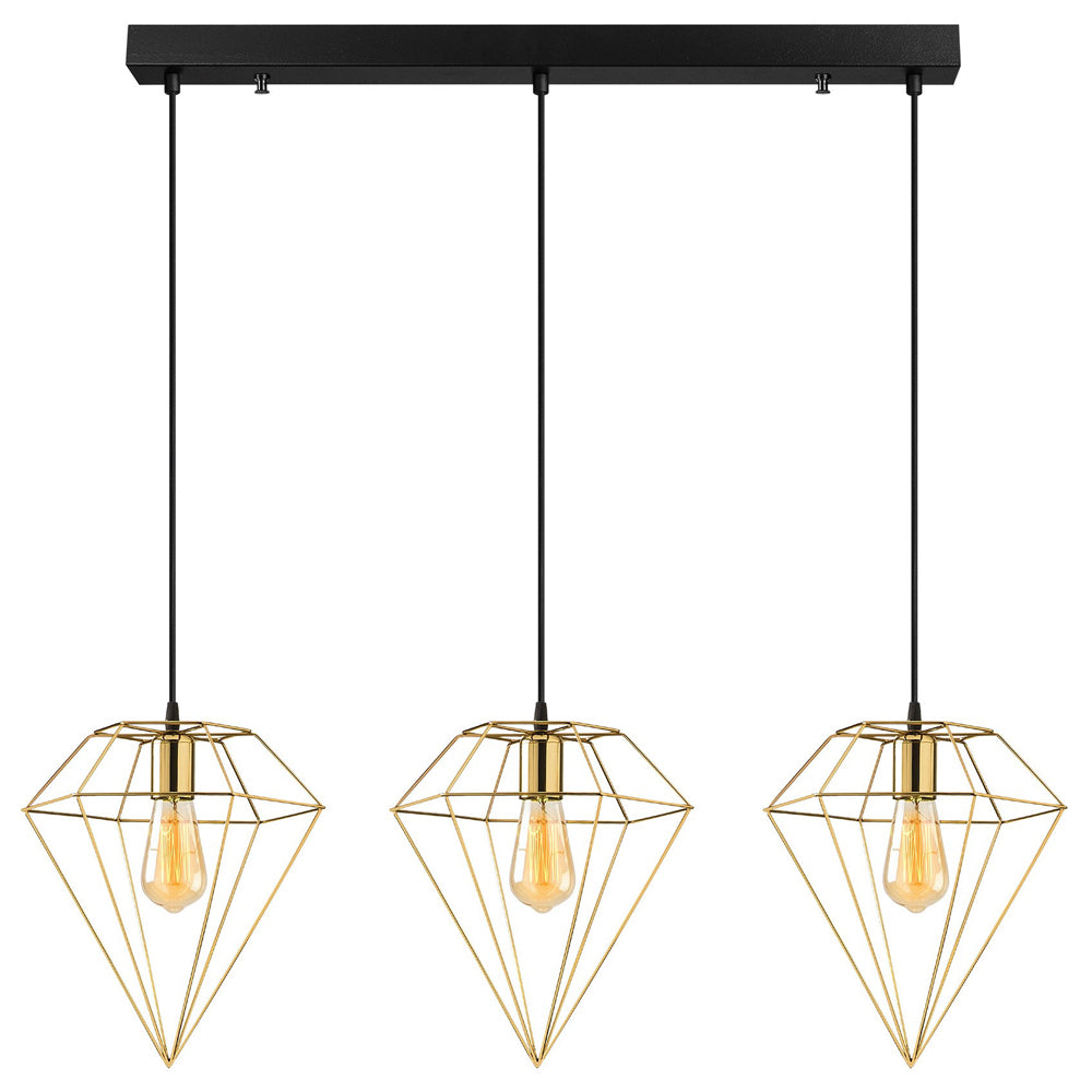 Lampa sufitowa Palmares x3 w kształcie diamentu 134 cm złota