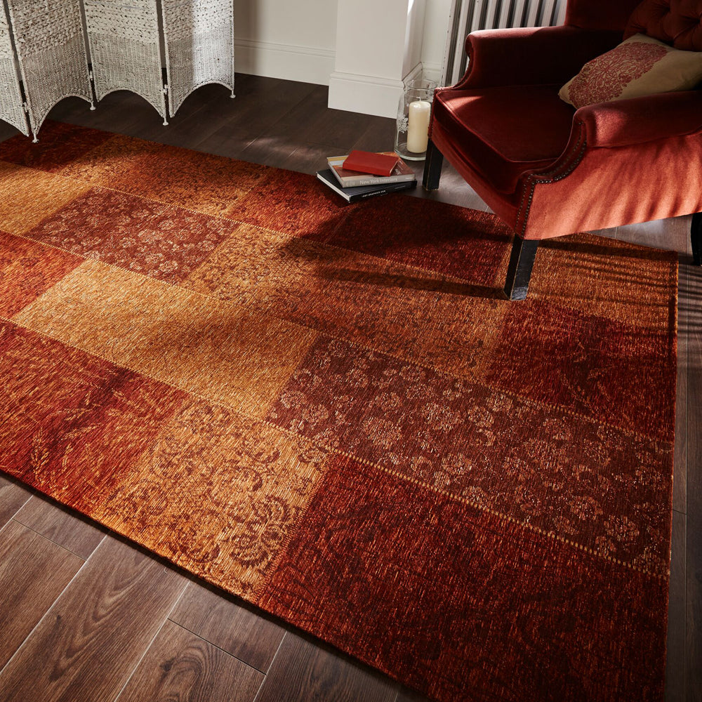 Dywan syntetyczny Patchwork Chenille terracotta Prostokątny/155x230