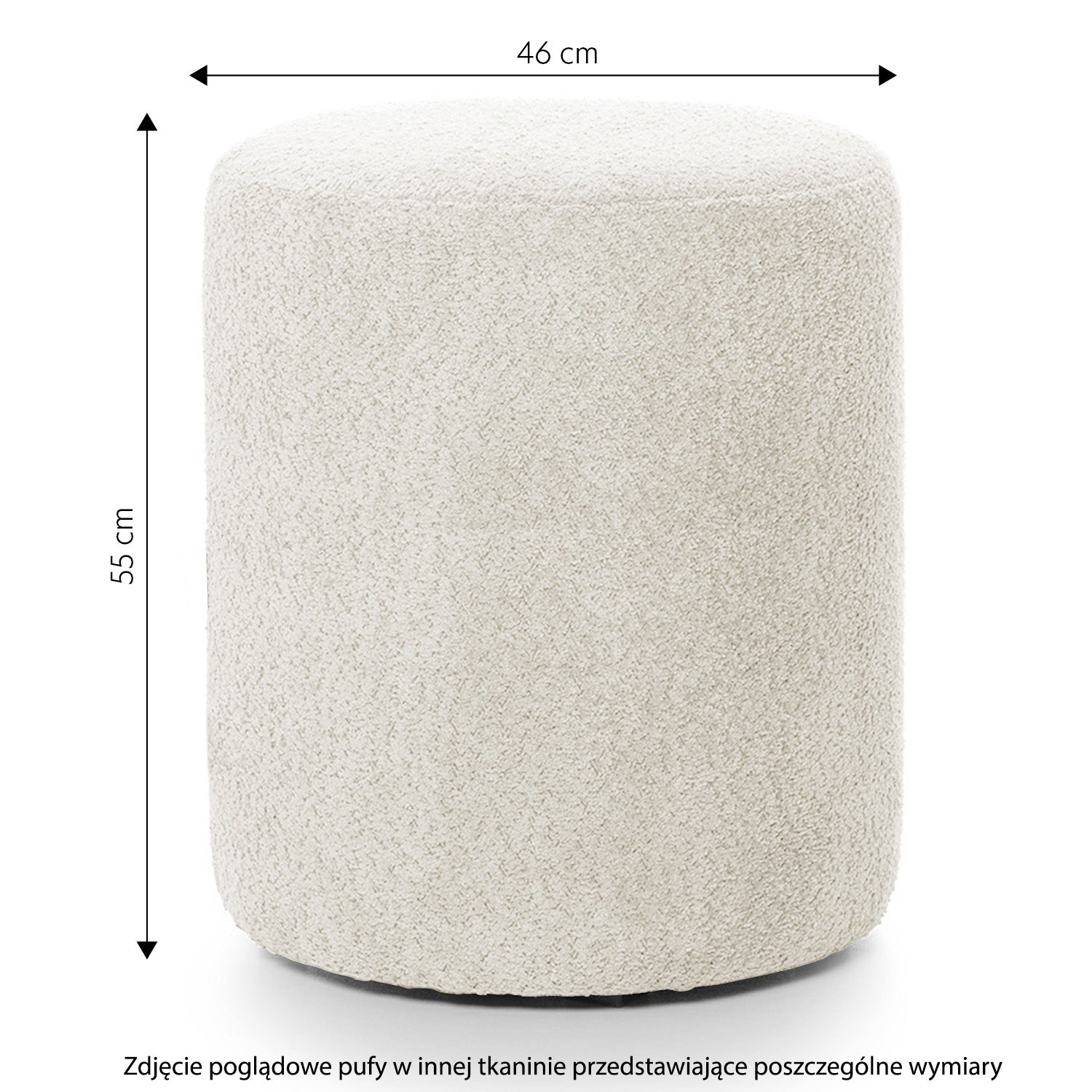 Pufa okrągła Seppio 55 cm beżowa w tkaninie boucle