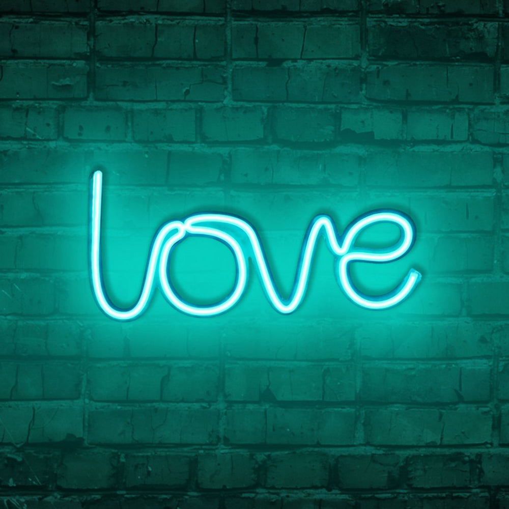 Neon na ścianę Letely z napisem Love niebieski