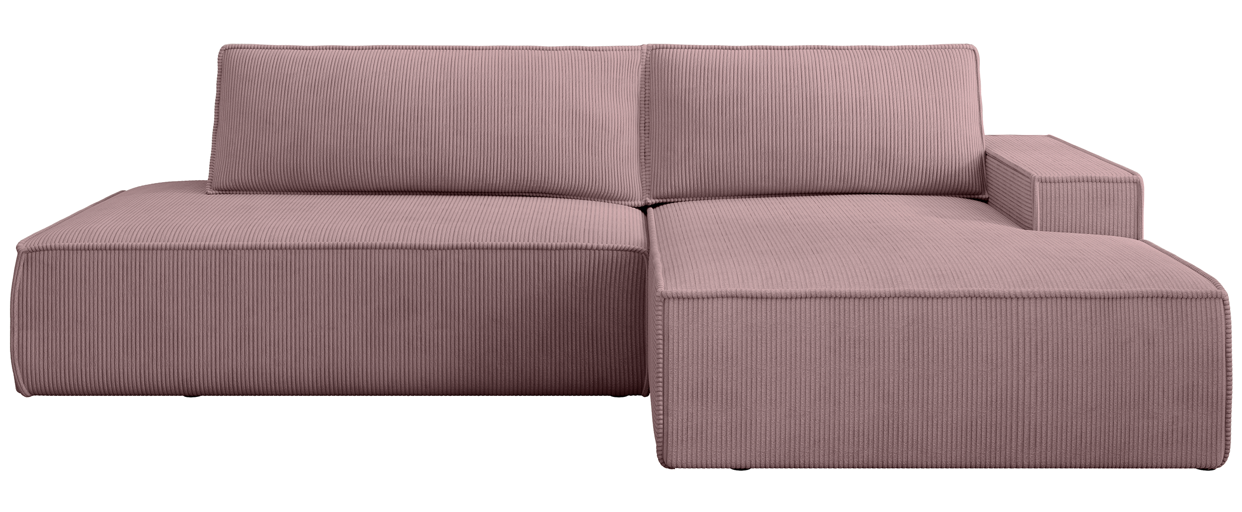 Narożnik z funkcją spania Felicjo L-kształtny prawostronny z pojemnikiem liliowy sztruks