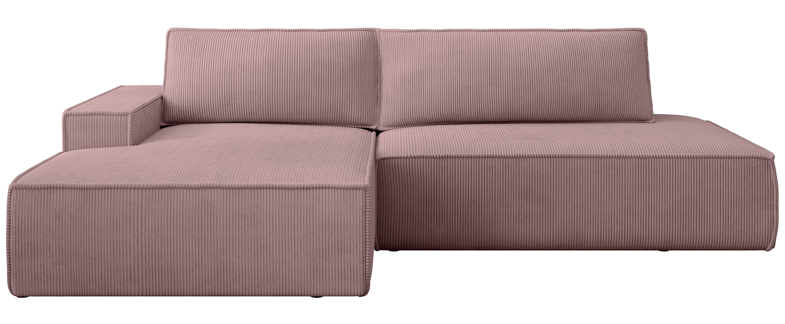 Narożnik z funkcją spania Felicjo L-kształtny lewostronny z pojemnikiem liliowy sztruks