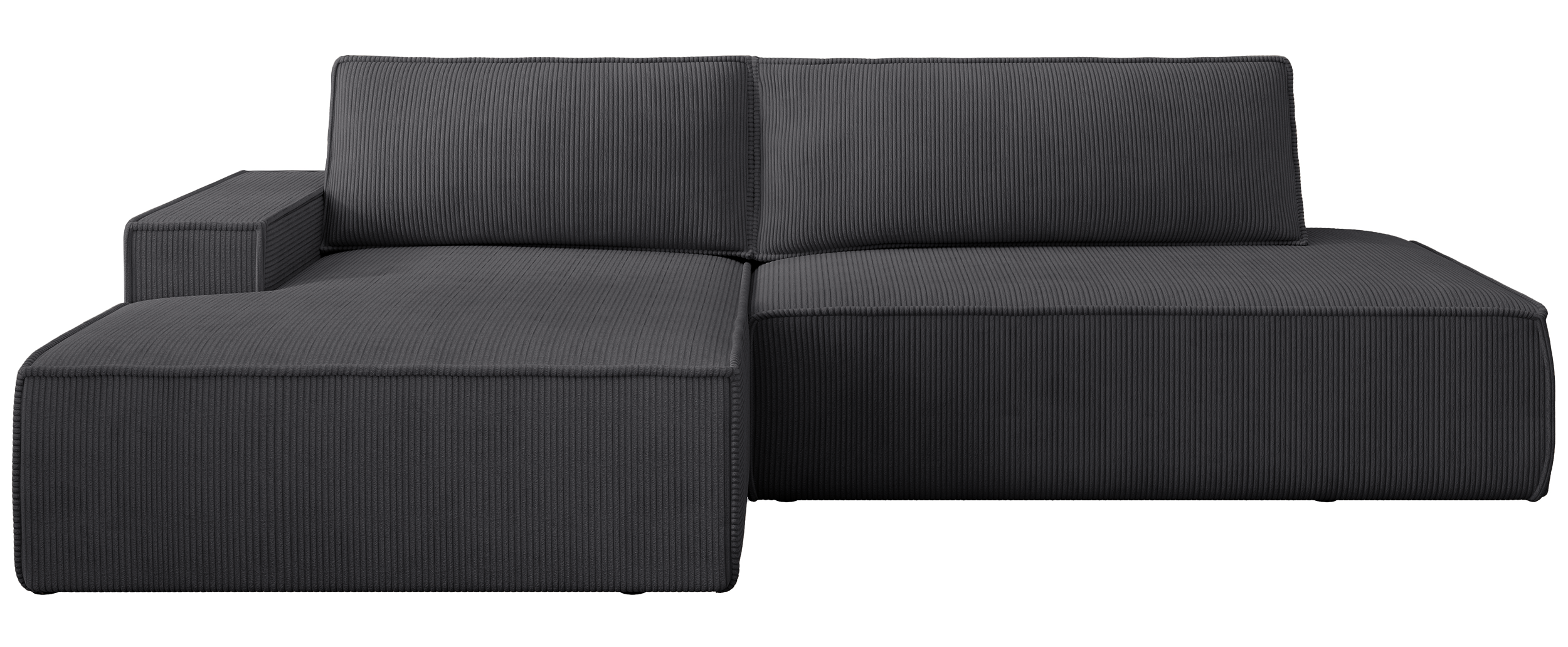 Narożnik z funkcją spania Felicjo L-kształtny lewostronny z pojemnikiem ciemnoszary sztruks