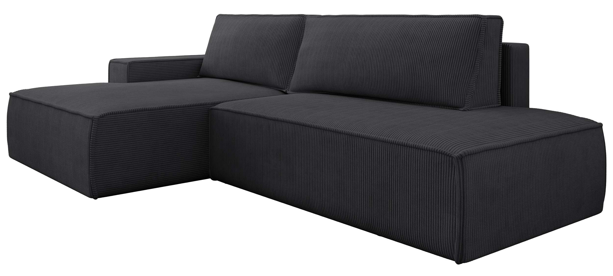 Narożnik z funkcją spania Felicjo L-kształtny lewostronny z pojemnikiem ciemnoszary sztruks