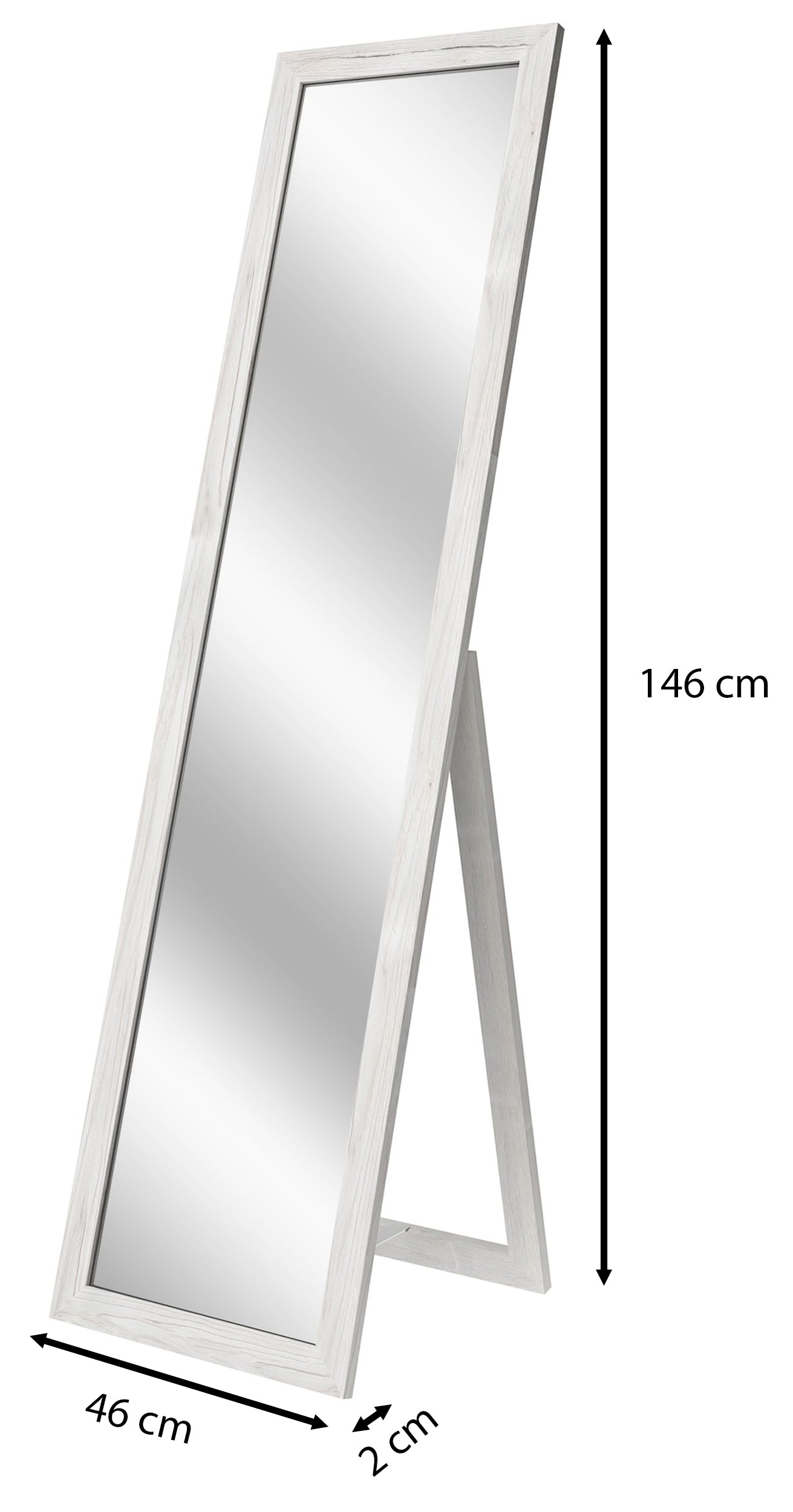 Lustro stojące Ferlows 146x46 cm białe drewno