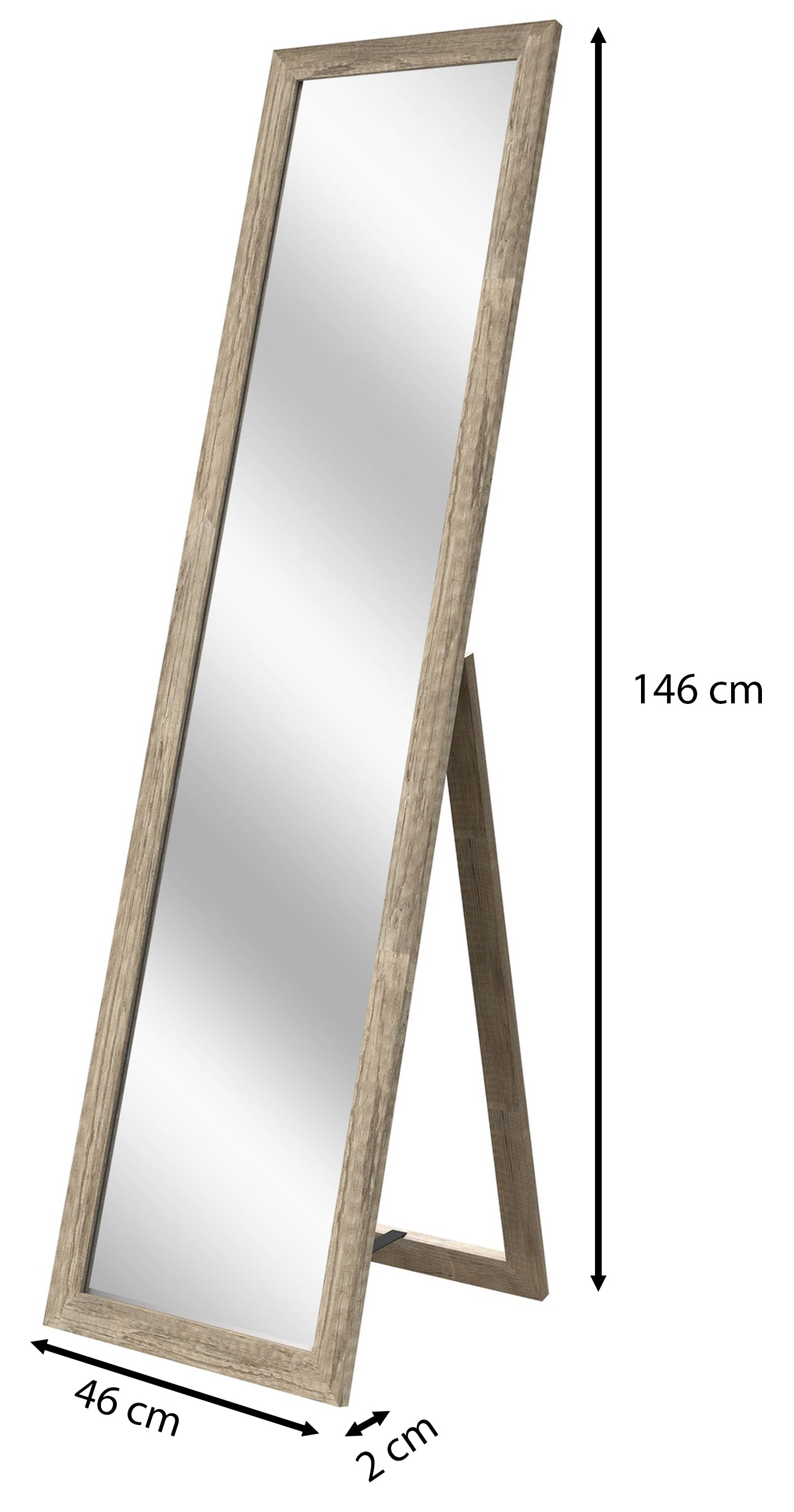 Lustro stojące Ferlows 146x46 cm brązowe