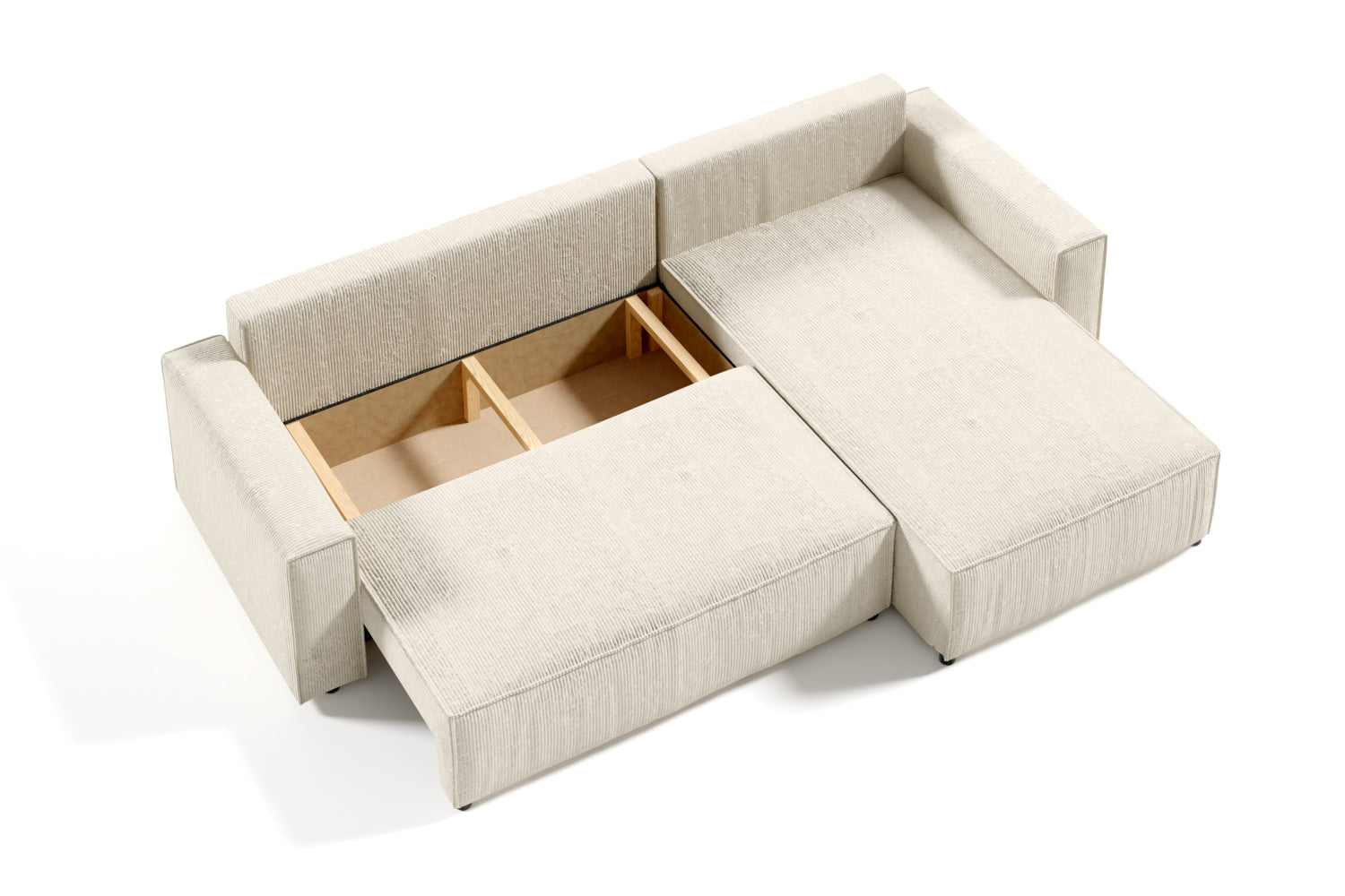 Narożnik z funkcją spania Bazzanese L-kształtny uniwersalny z pojemnikiem jasnoszary sztruks