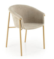 Krzesło tapicerowane Subdive beżowe na złotej podstawie