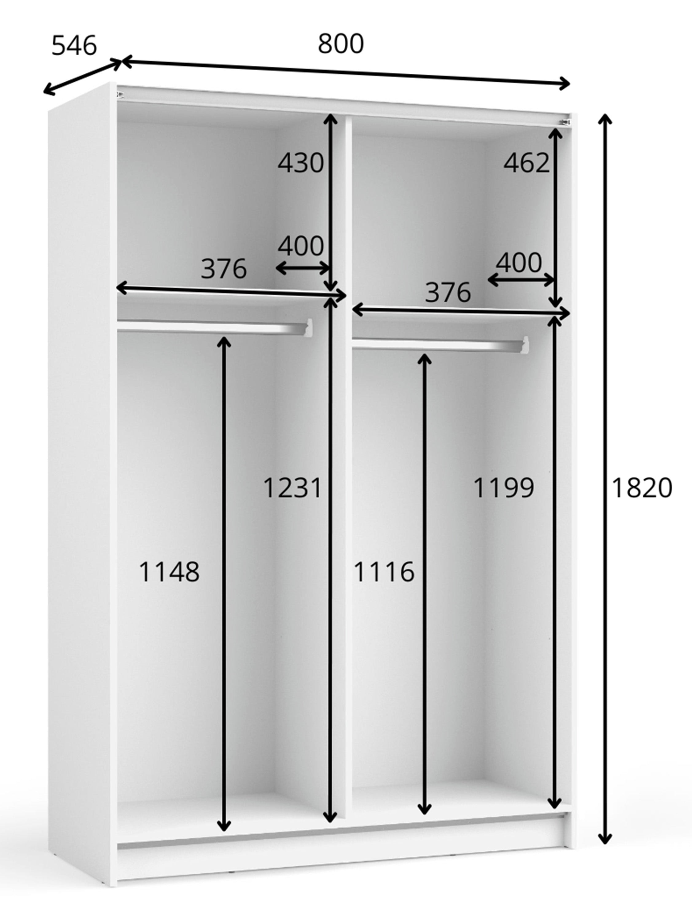 Szafa przesuwna Fiaso dwudrzwiowa z lustrem 80 cm czarna