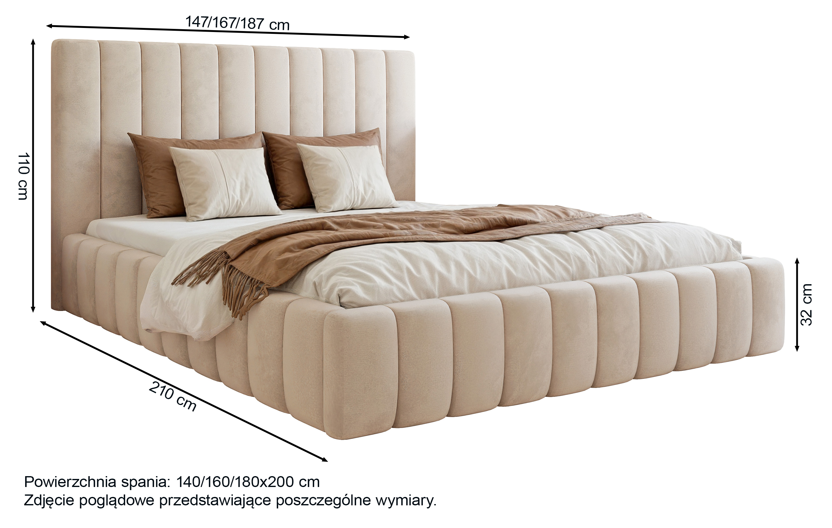 Łóżko tapicerowane 160x200 cm Fiarro z pojemnikiem na pościel szare welur stelaż metalowy