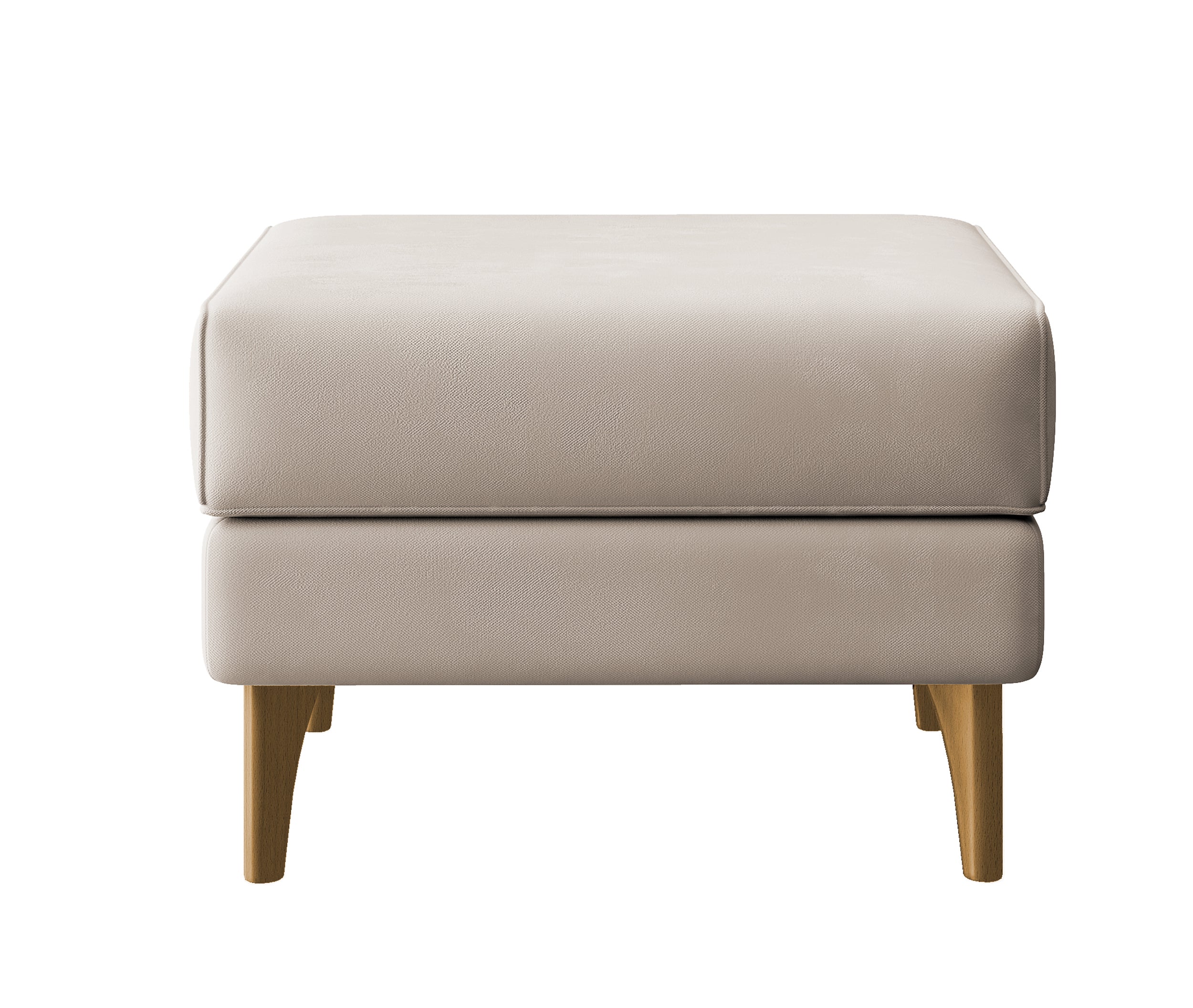 Fotel wypoczynkowy z podnóżkiem uszak Calmino kremowy w tkaninie hydrofobowej welur nóżki buk