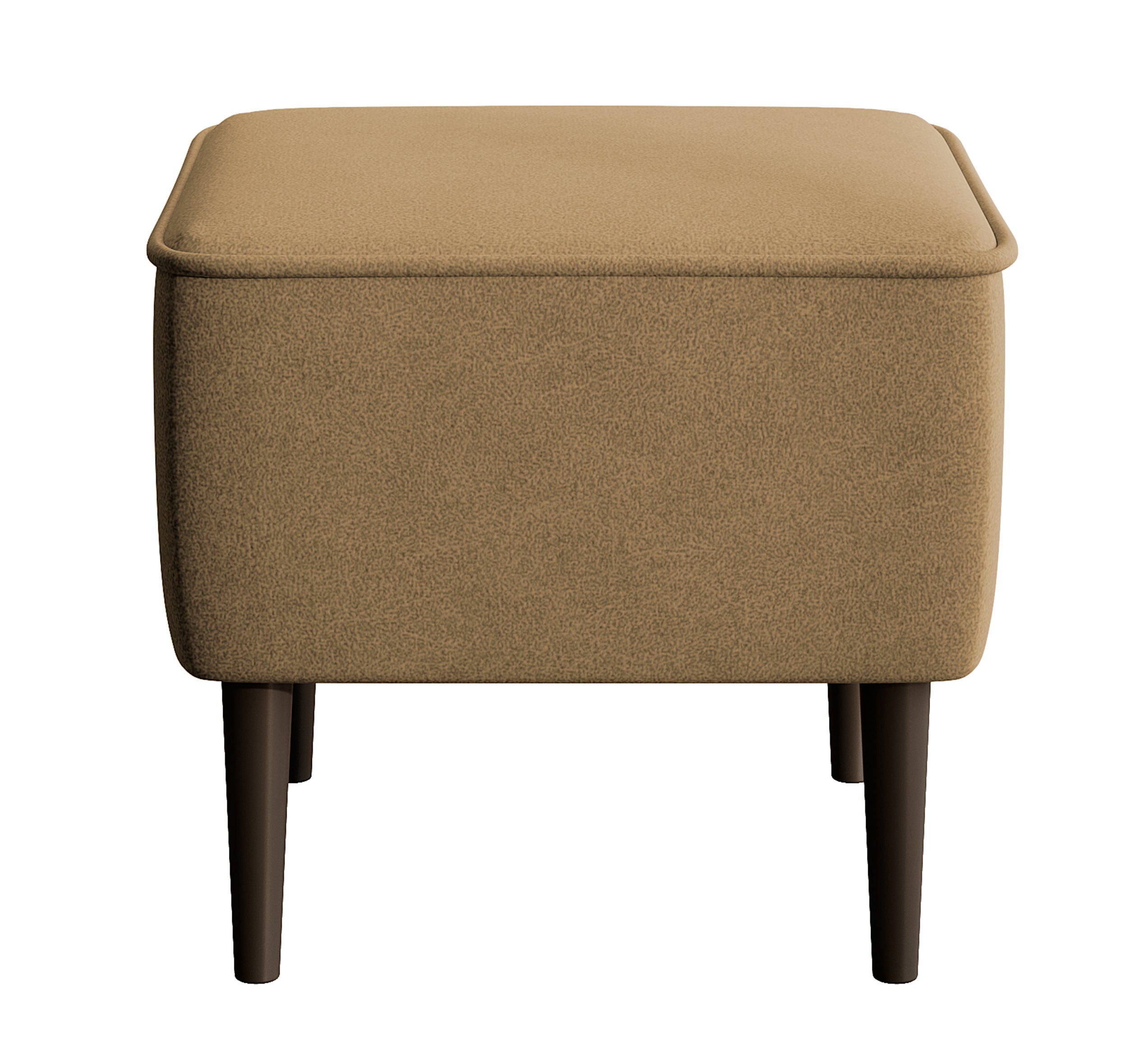 Fotel wypoczynkowy z podnóżkiem uszak Vence żółty w tkaninie łatwoczyszczącej welur nóżki czarne