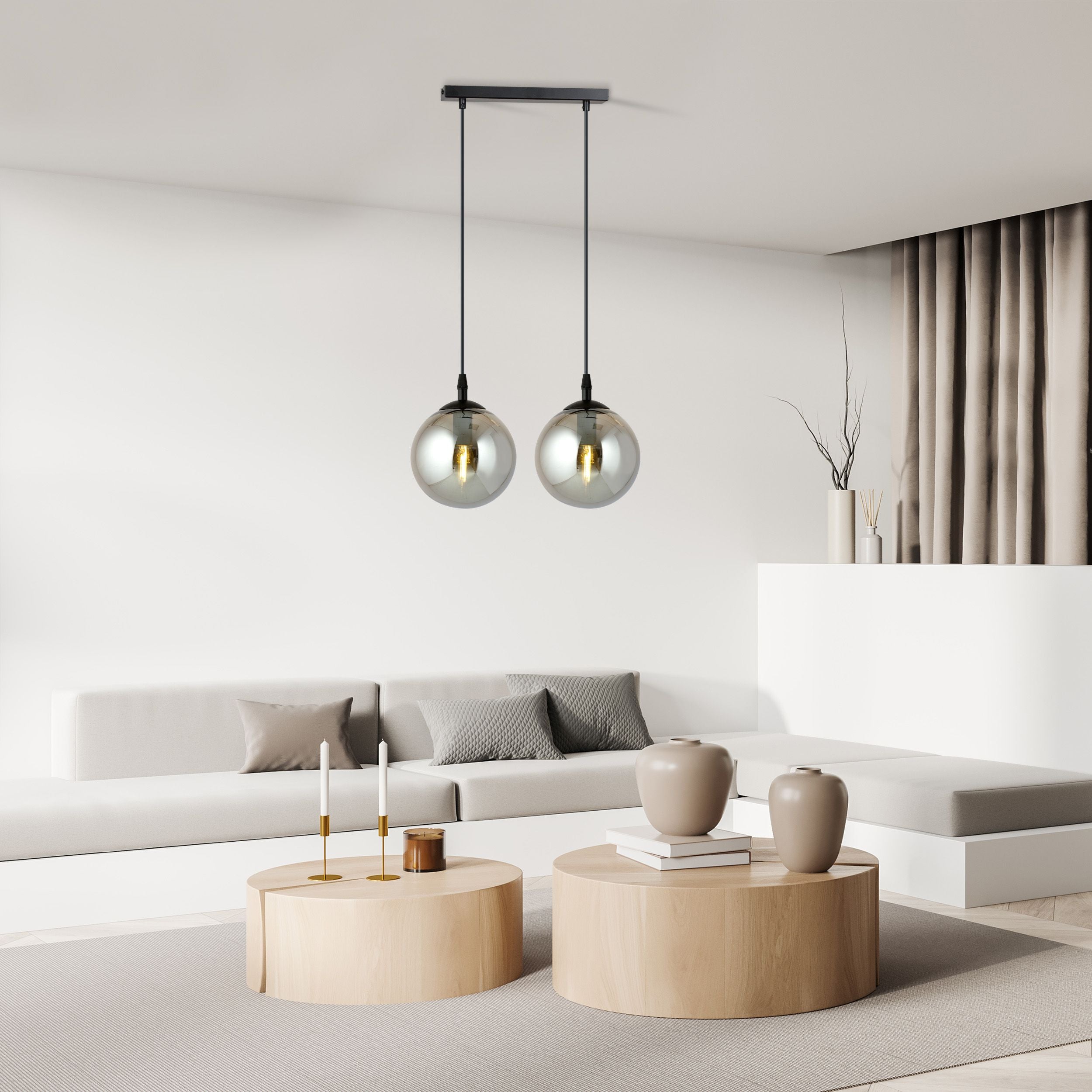 Lampa wisząca Fregene grafitowa x2