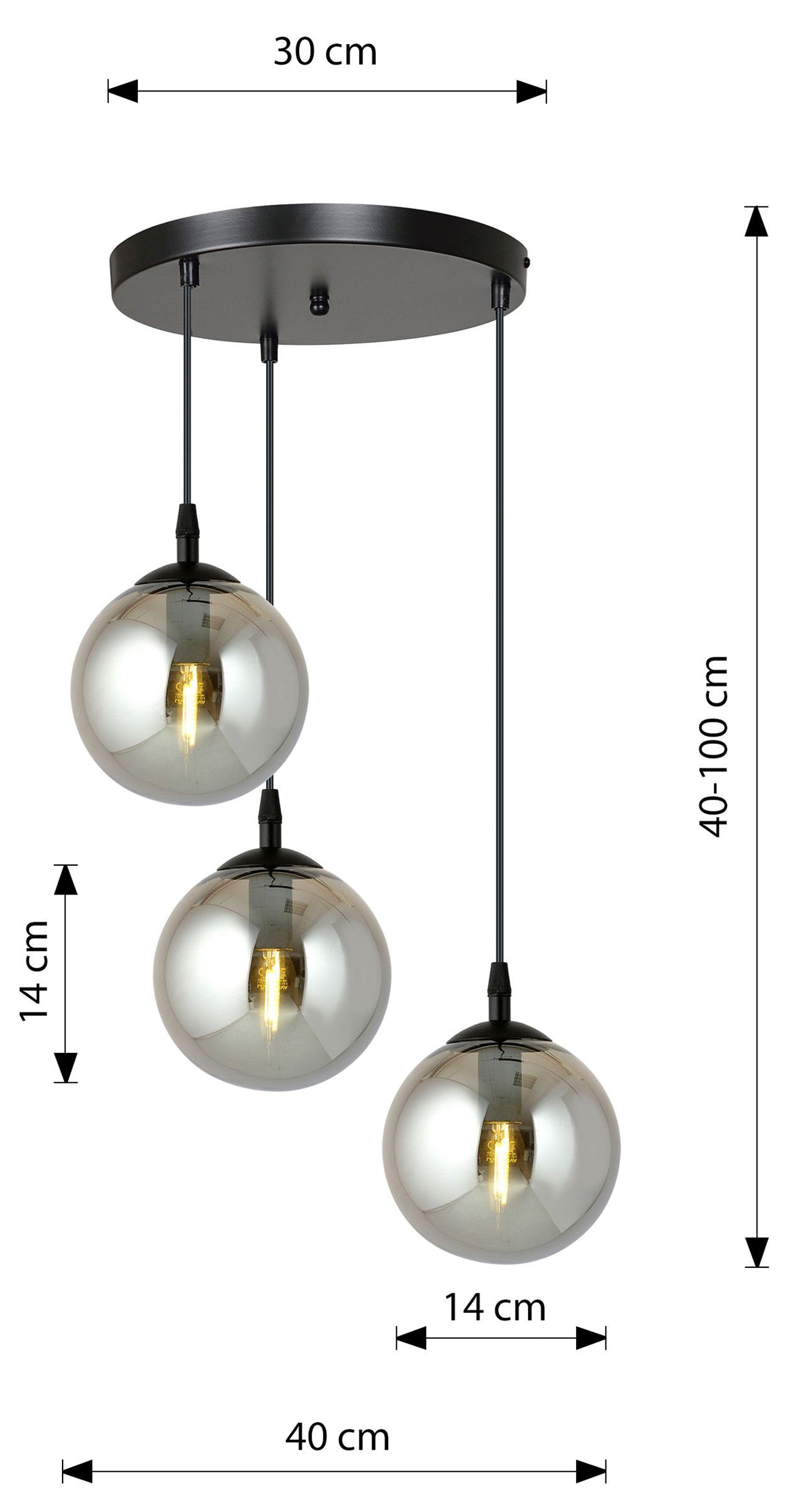 Lampa wisząca Fregene kaskada grafitowa x3