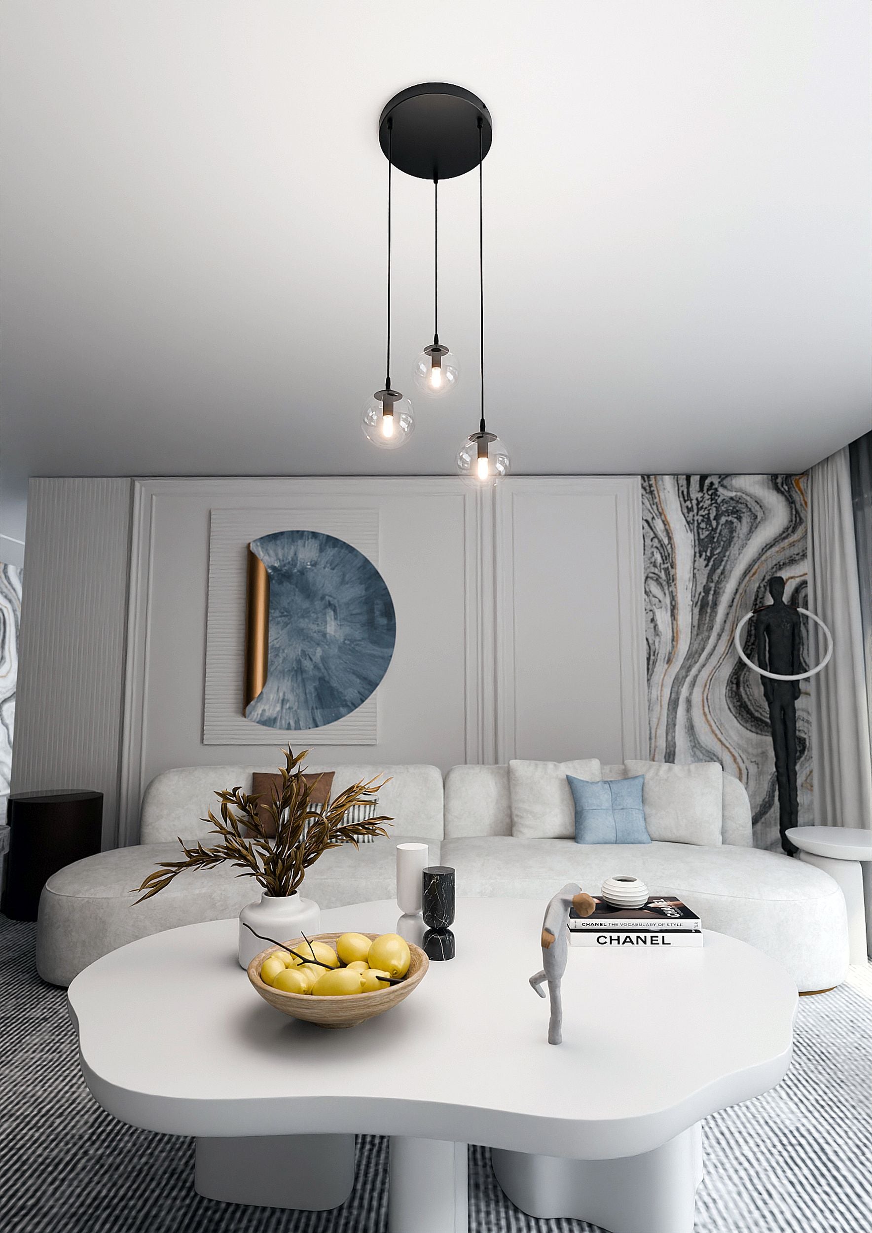 Lampa wisząca Fregene kaskada transparentna x3