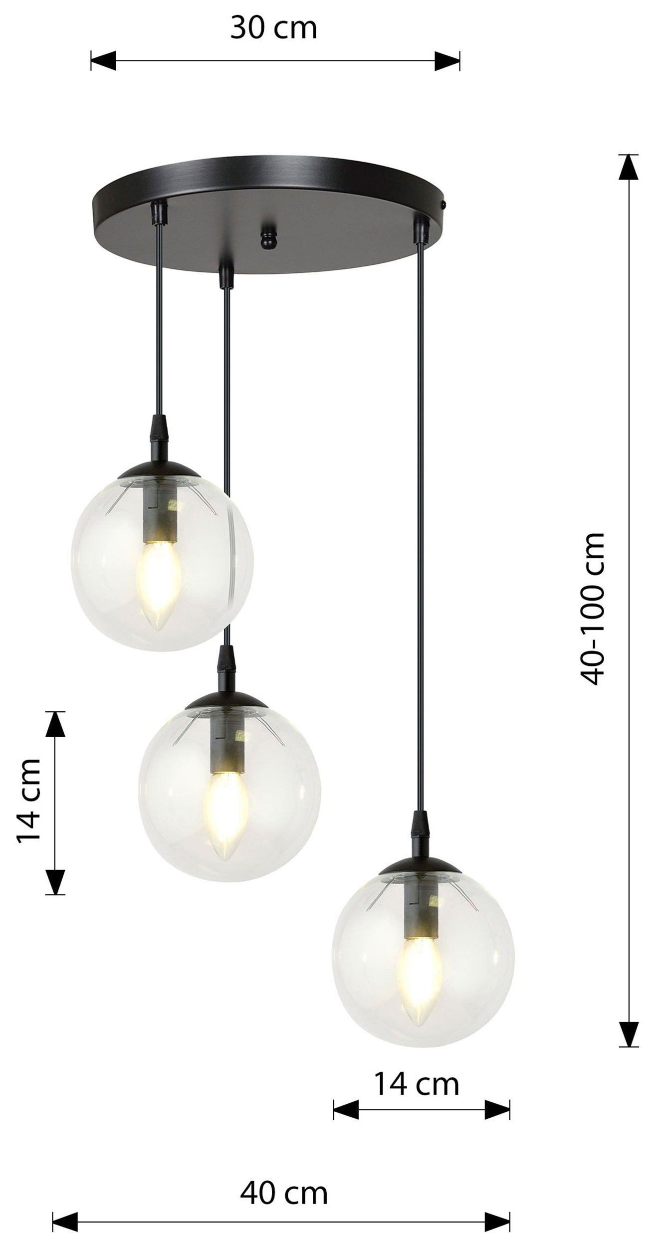 Lampa wisząca Fregene kaskada transparentna x3