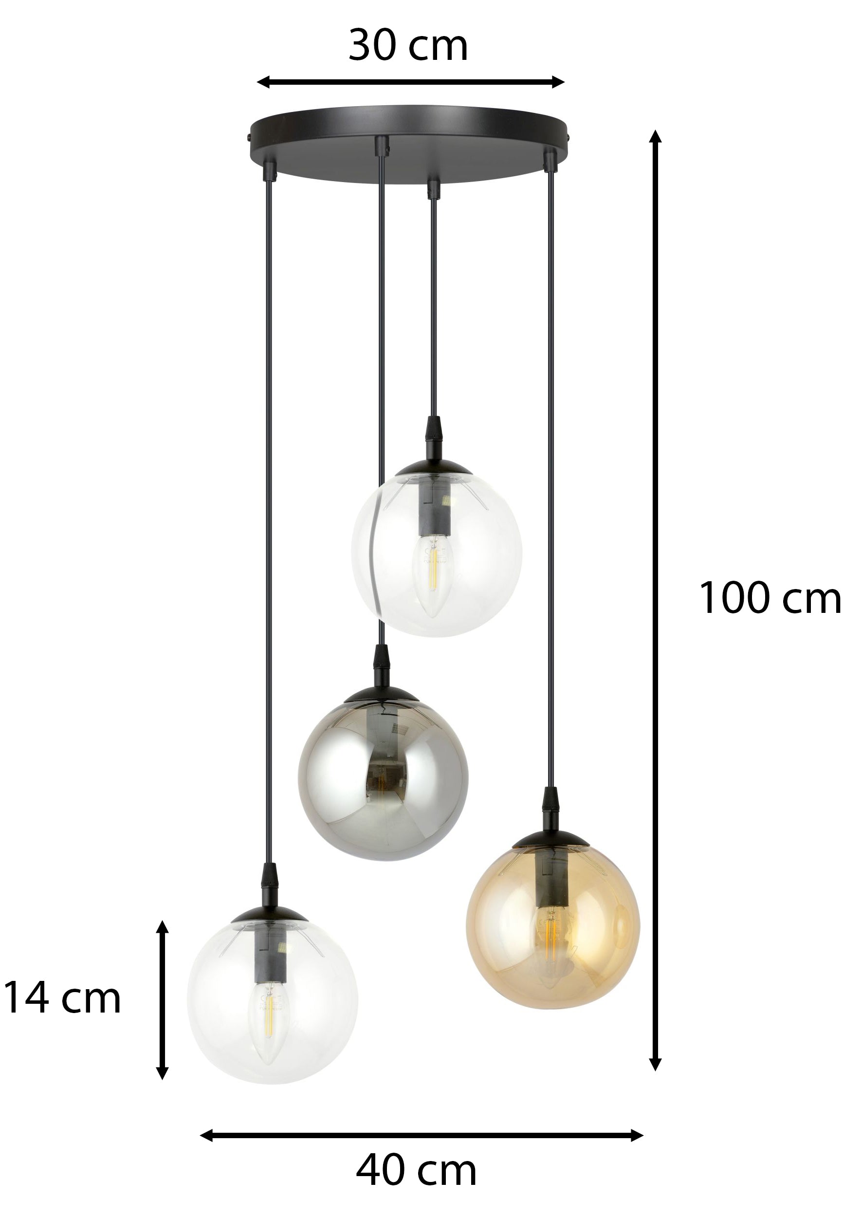 Lampa wisząca Fregene mix kolorów x4