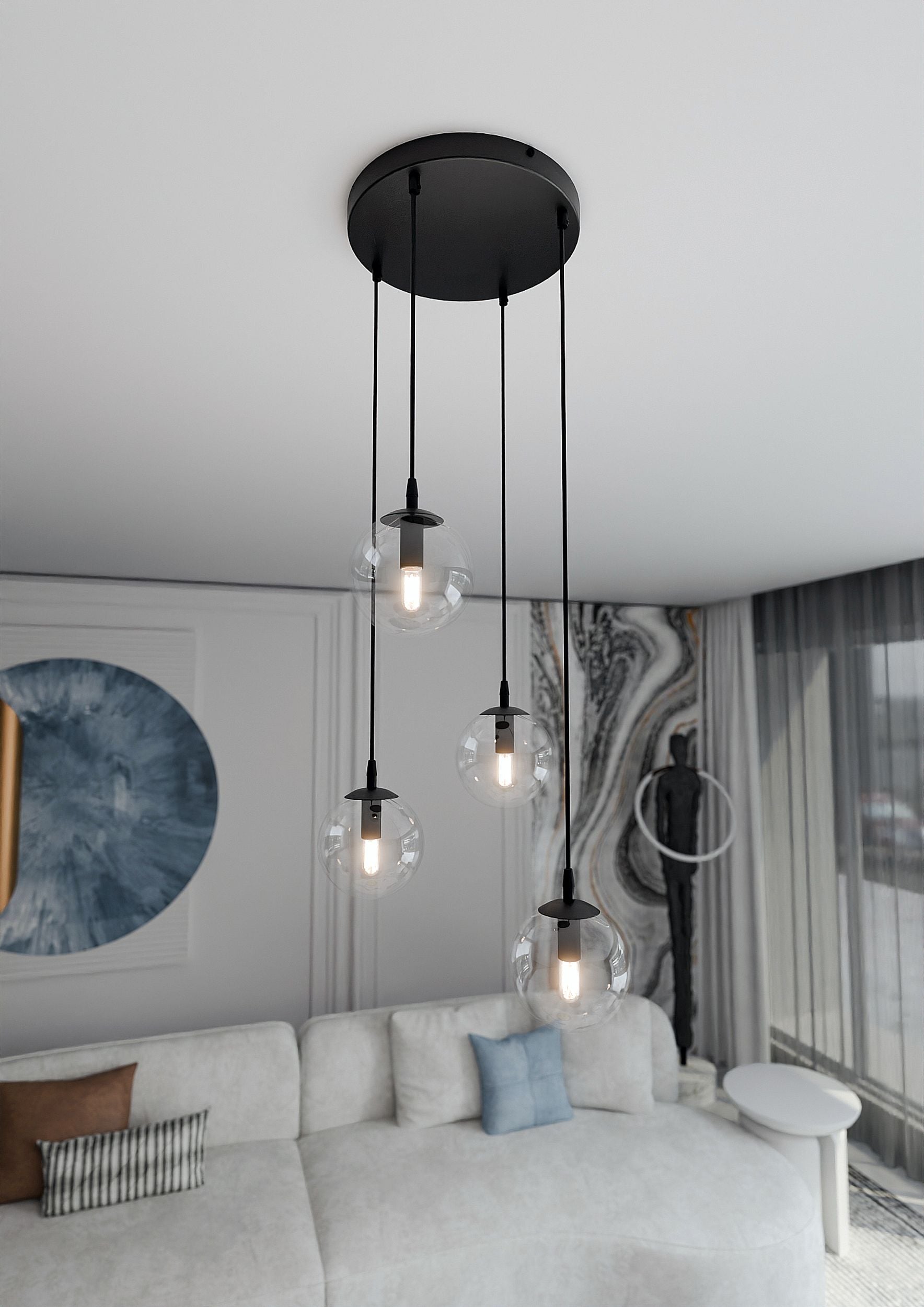 Lampa wisząca Fregene transparentna x4
