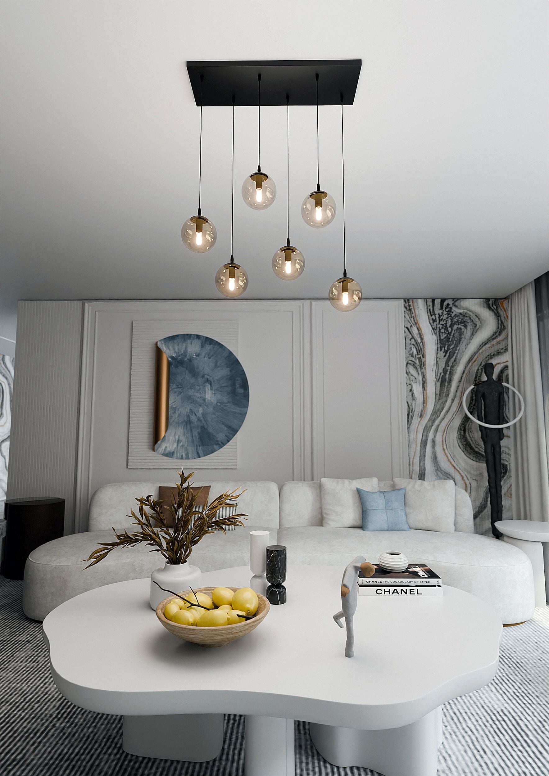 Lampa wisząca Fregene miodowa x6