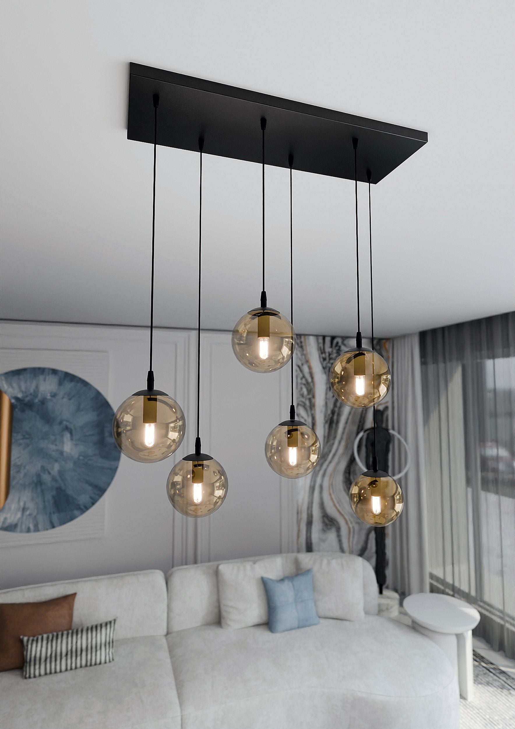 Lampa wisząca Fregene miodowa x6
