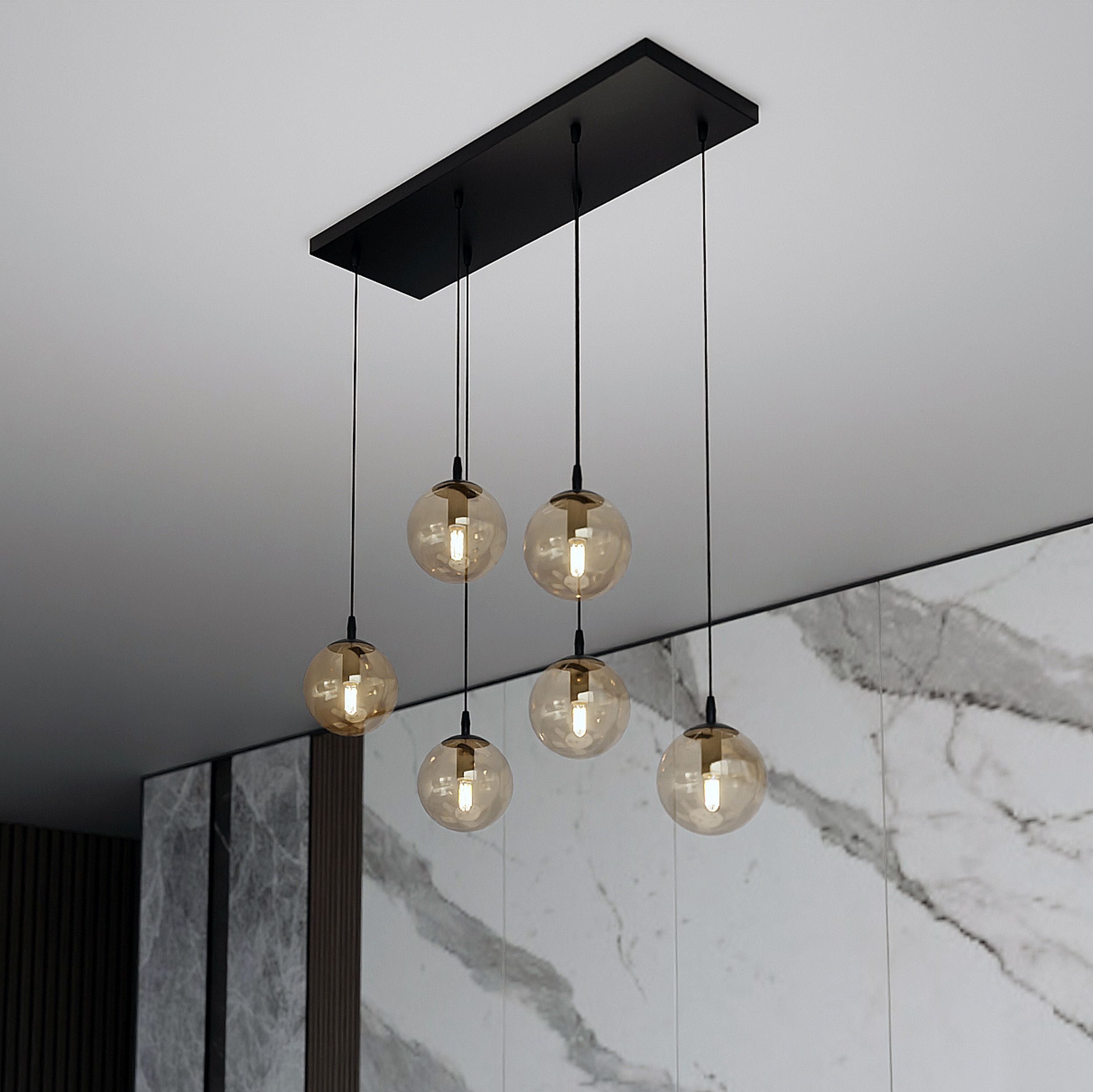 Lampa wisząca Fregene miodowa x6