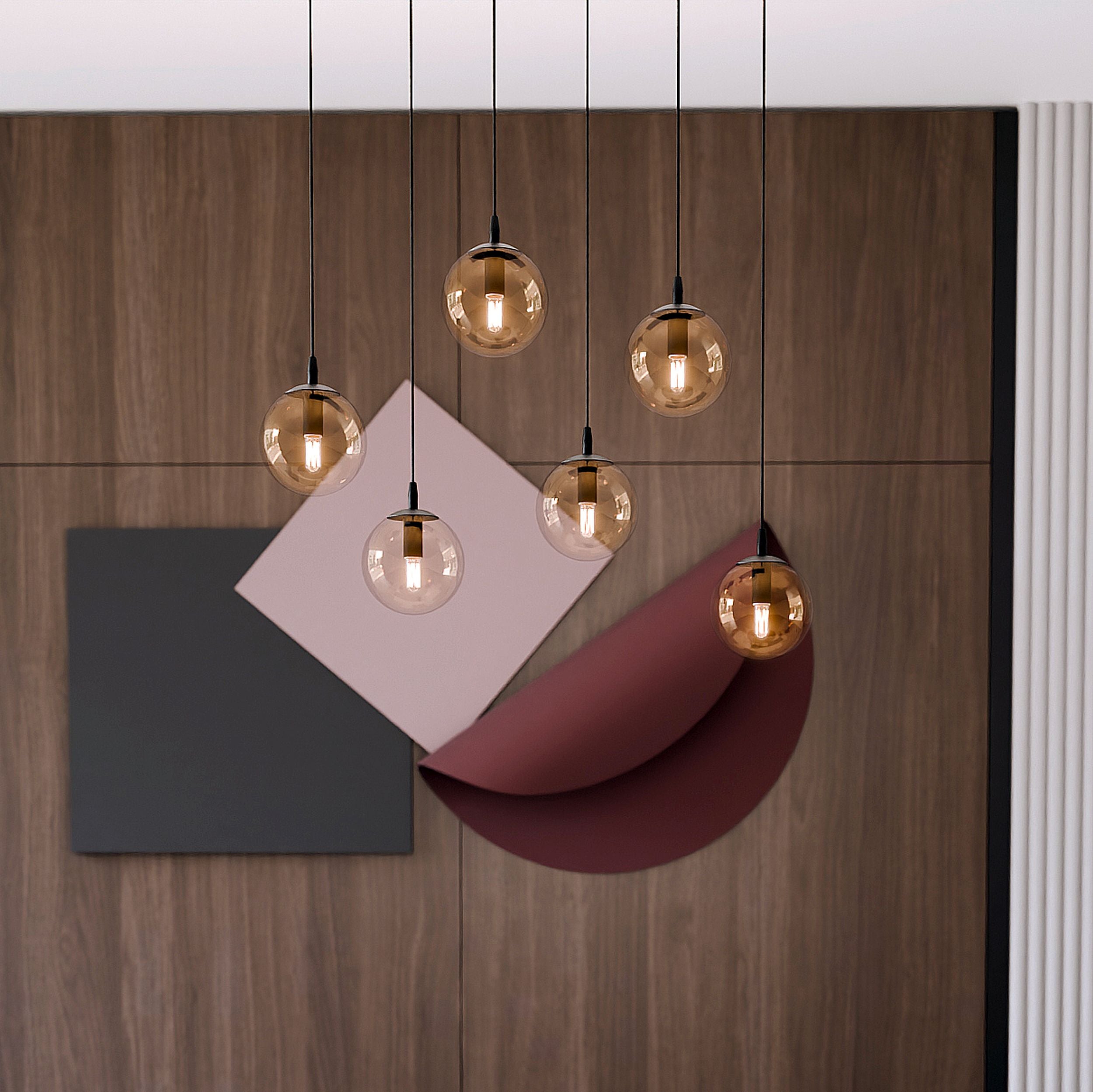Lampa wisząca Fregene miodowa x6