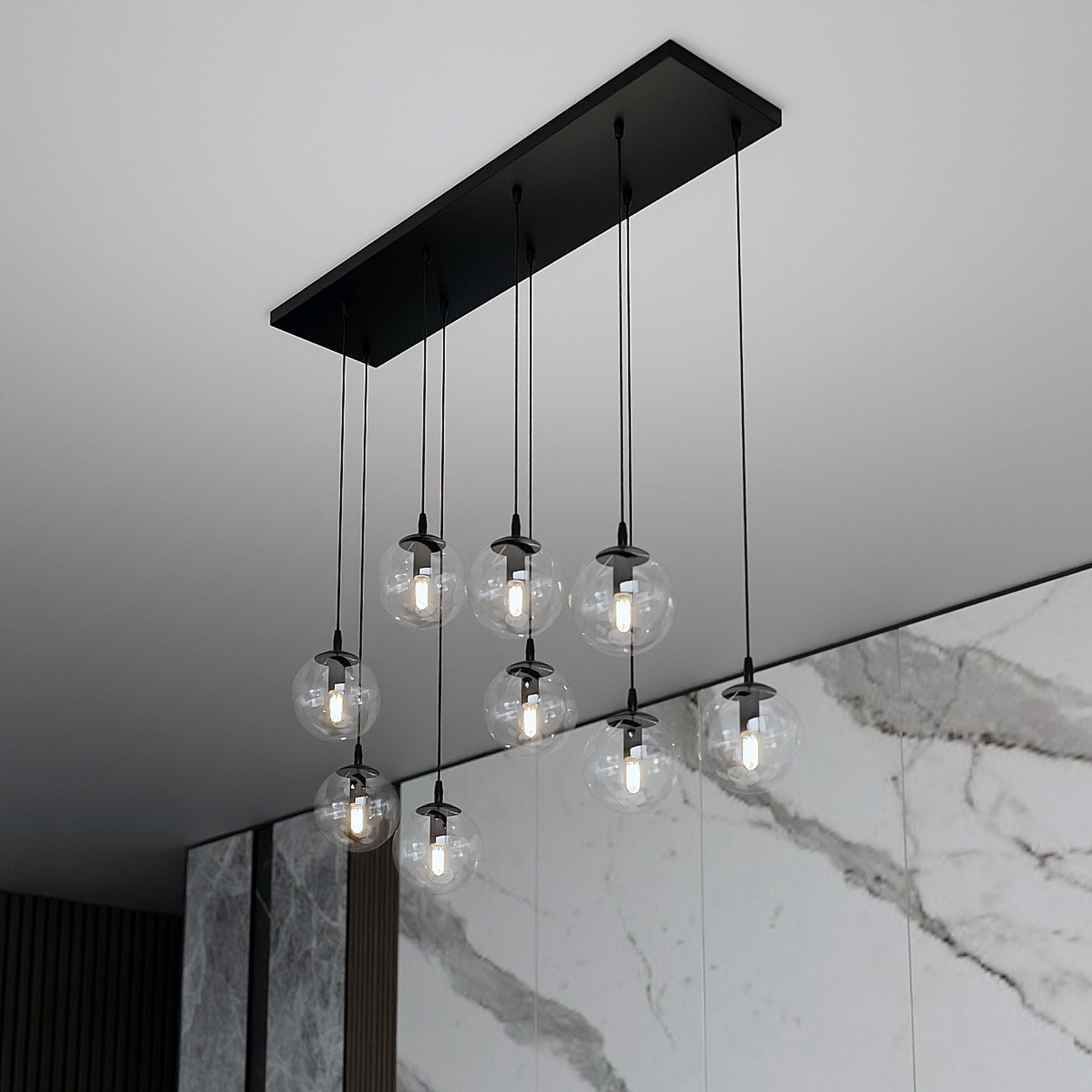Lampa wisząca Fregene transparentna x9
