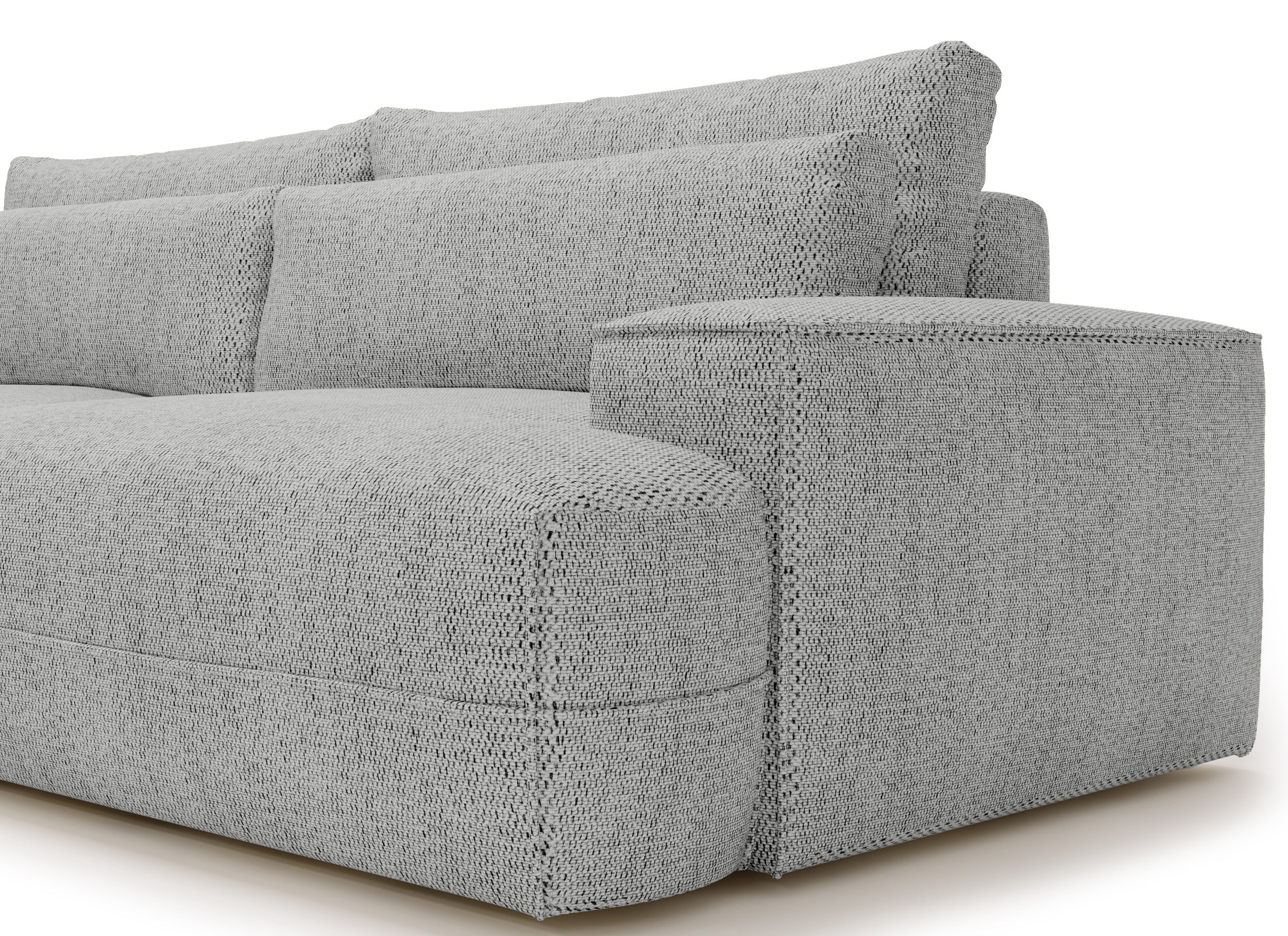 Narożnik z funkcją spania Frenno L-kształtny z pojemnikiem jasnoszary lewostronny