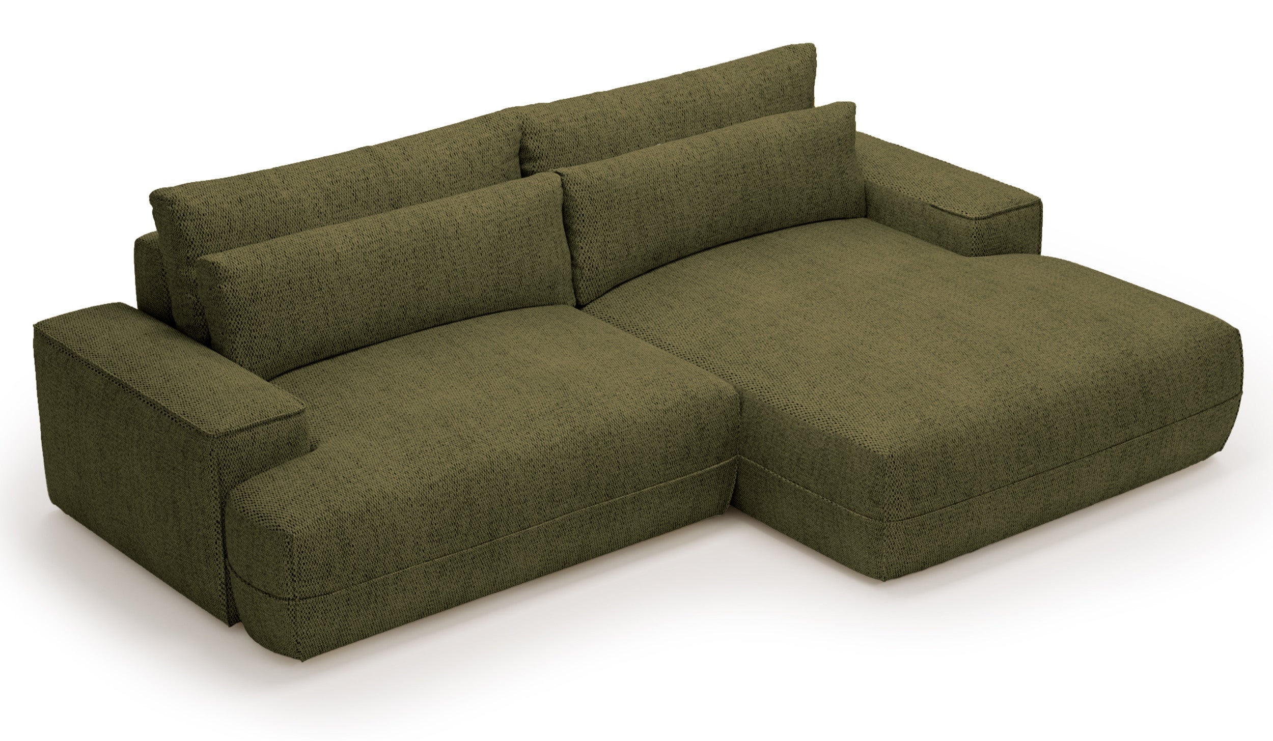 Narożnik z funkcją spania Frenno L-kształtny z pojemnikiem khaki prawostronny