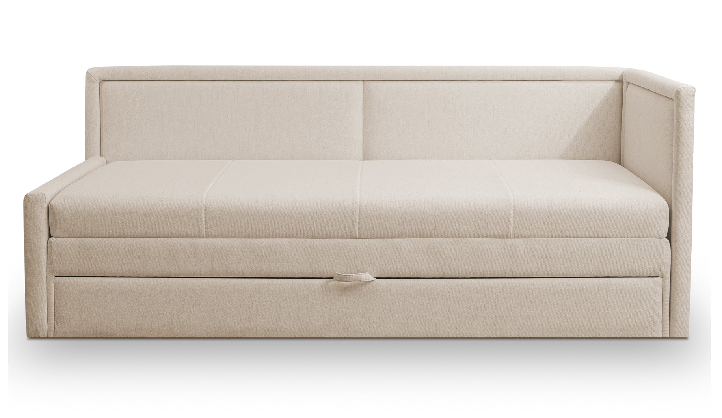 Łóżko młodzieżowe Caprili z pojemnikiem jasnobeżowe plecionka uniwersalne