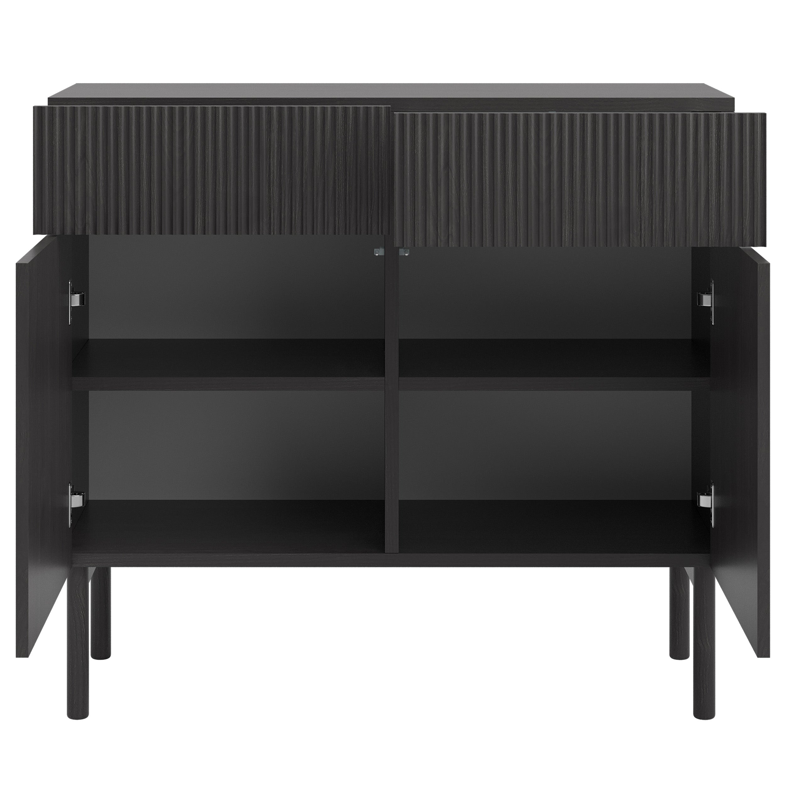 Komoda dwudrzwiowa Nolie z dwoma szufladami 100 cm Jesion Portland Czarny