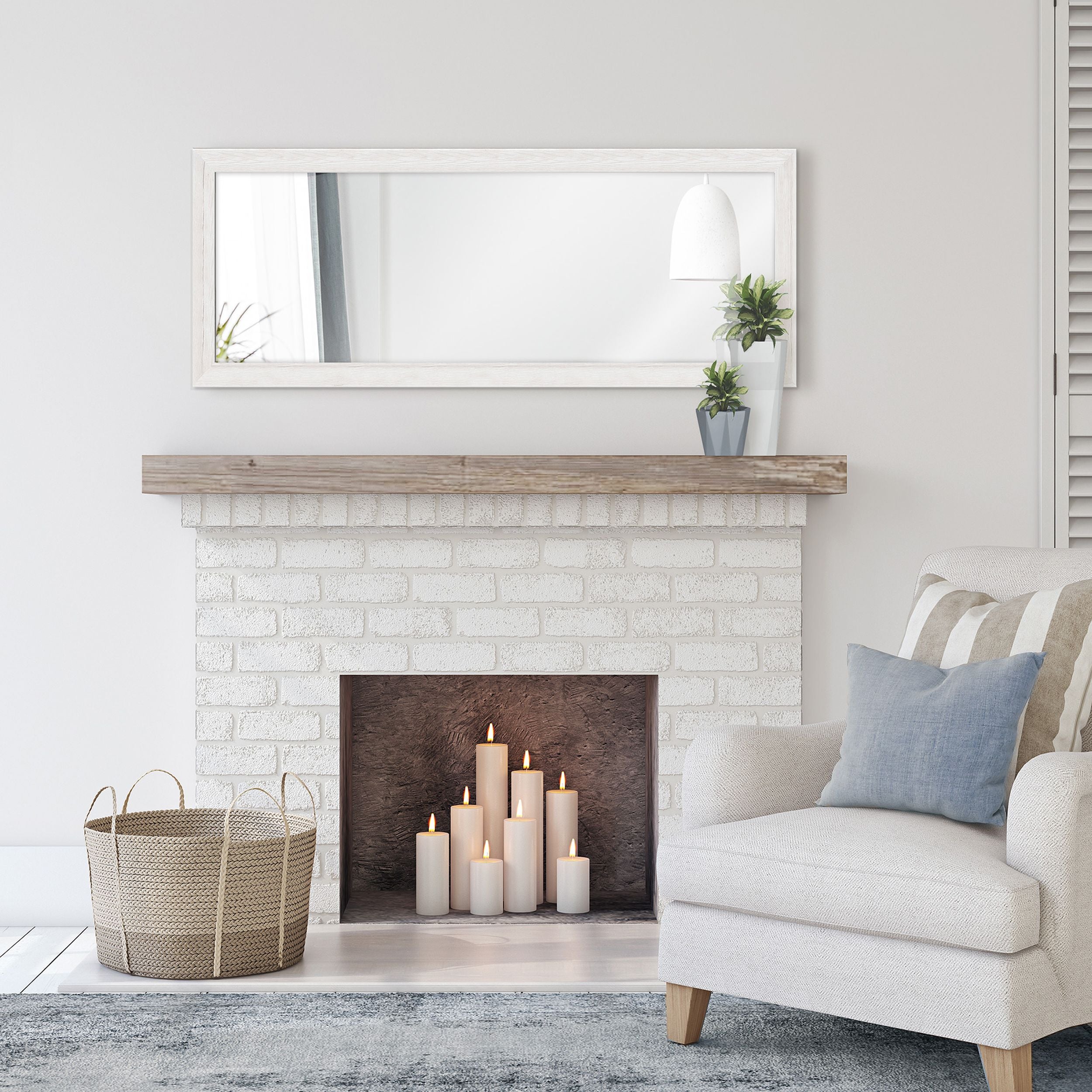 Lustro ścienne Gahtion 127x47 cm białe drewno