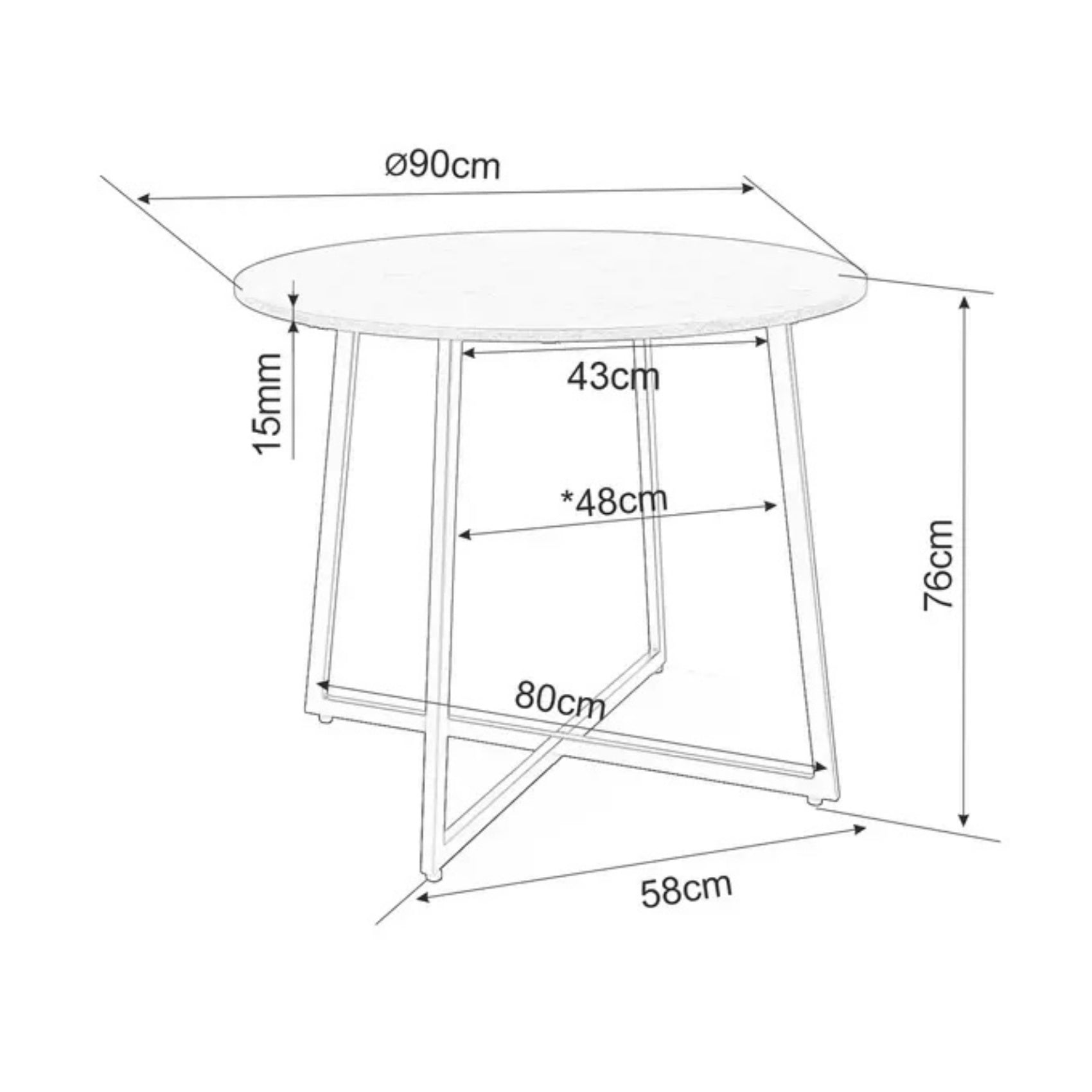 Stół do jadalni Luna okrągły blat 90 cm dąb